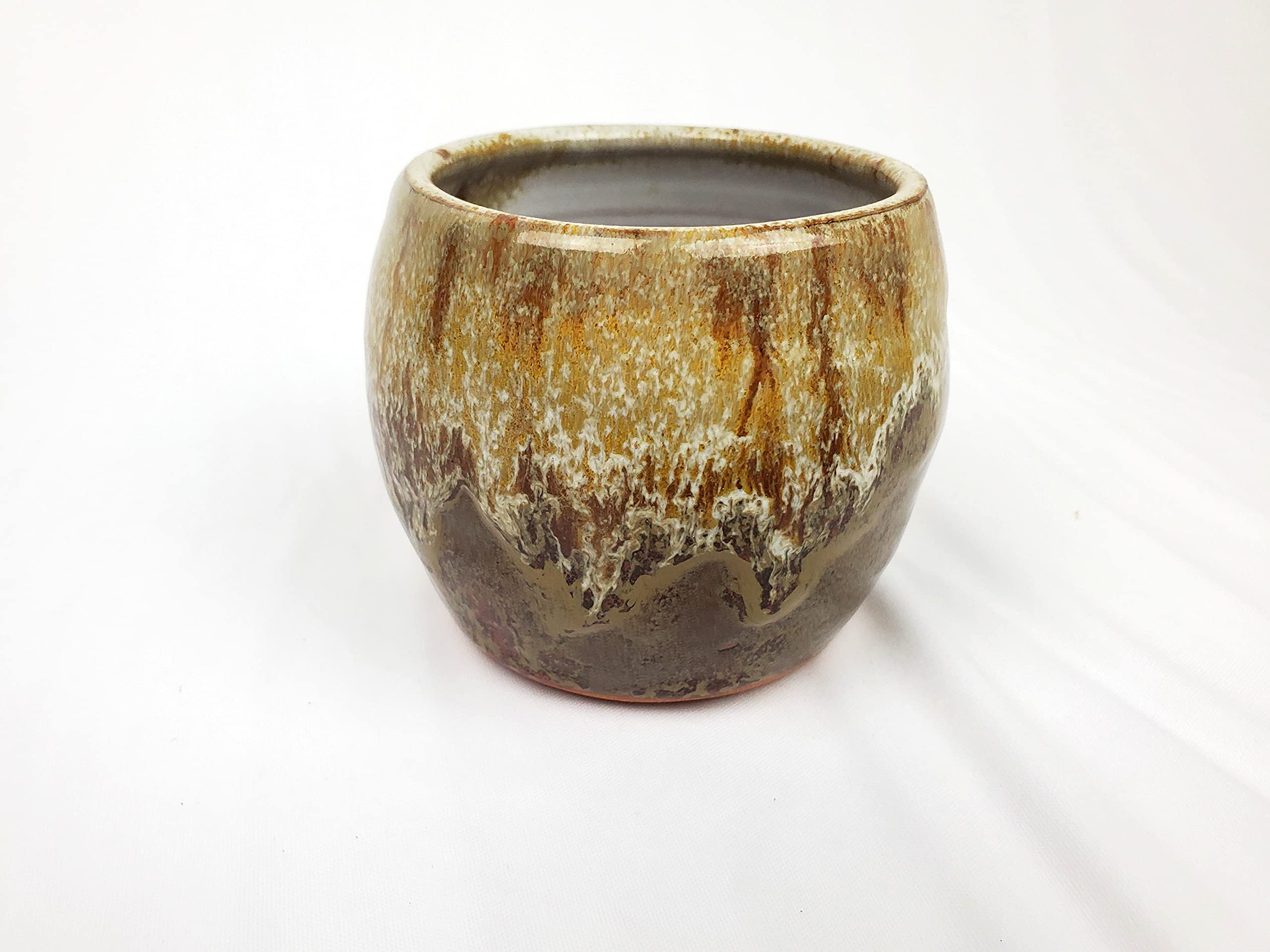 Handmade Brownstone Stemless Wine Glass - Ceramic Wine Tumbler for Red & White Wine - Perfect for Dinner Parties, Wine Tasting & Home Decor