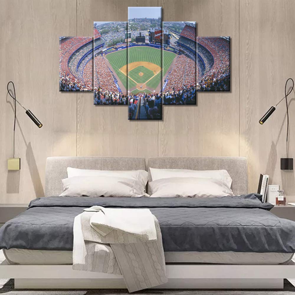 5 Piece Modern Baseball Stadium Canvas Wall Art - Stretched & Framed Ready to Hang (60