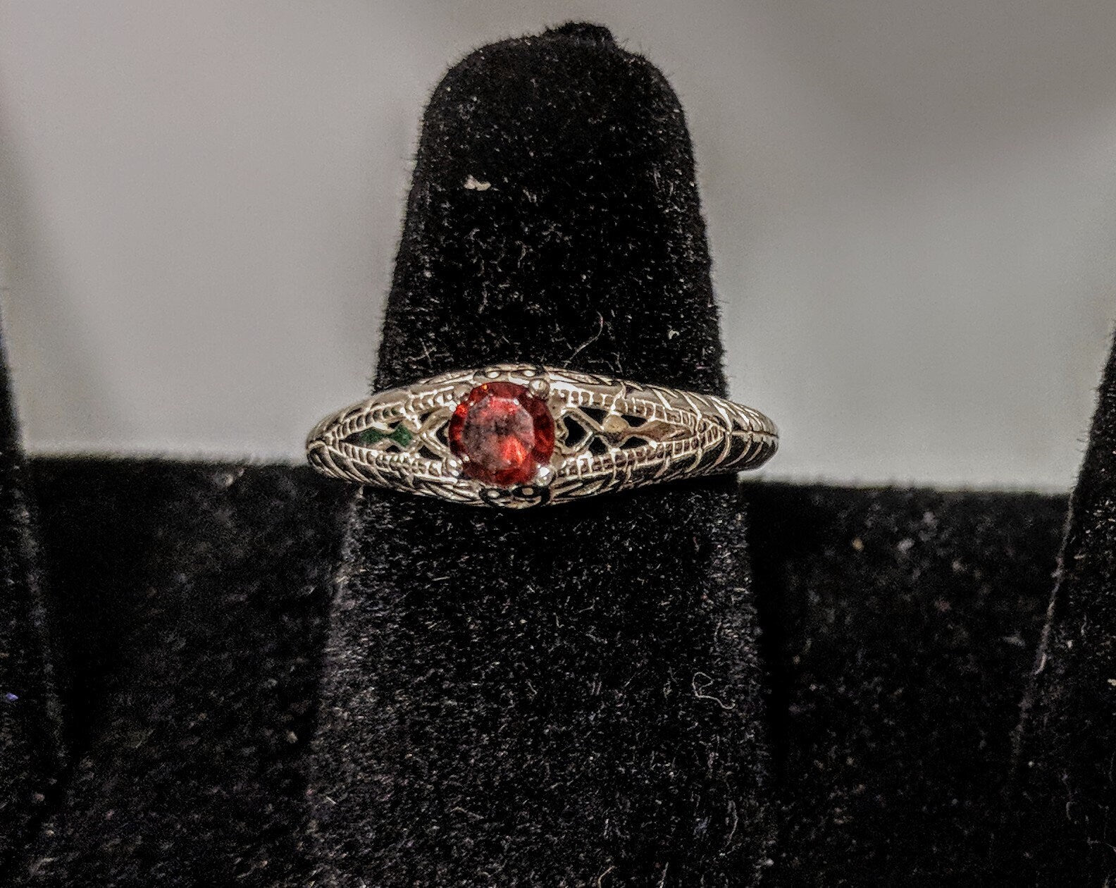 Custom Engraved Heart Ring with Natural Gemstones - Sterling Silver, Garnet, Amethyst, Citrine, Peridot & Topaz | Personalized Jewelry Gift for Women | Perfect for Anniversaries, Valentine's Day & Romantic Occasions