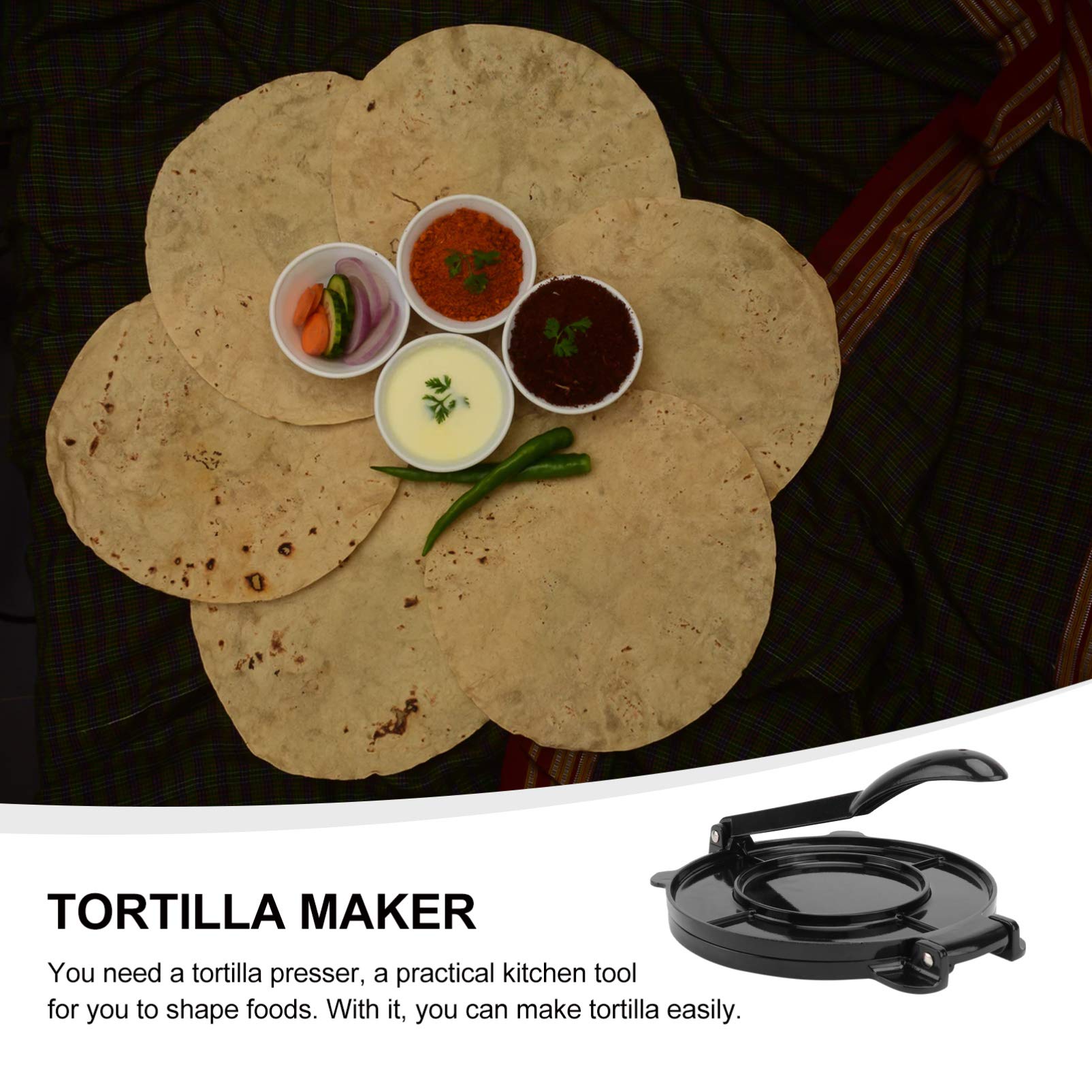 1pc Aluminum Alloy Tortilla Press - Heavy Duty Flour Tortilla Maker for Perfect Homemade Wraps & Flatbreads - Ideal for Mexican Cuisine, Taco Nights & Family Cooking