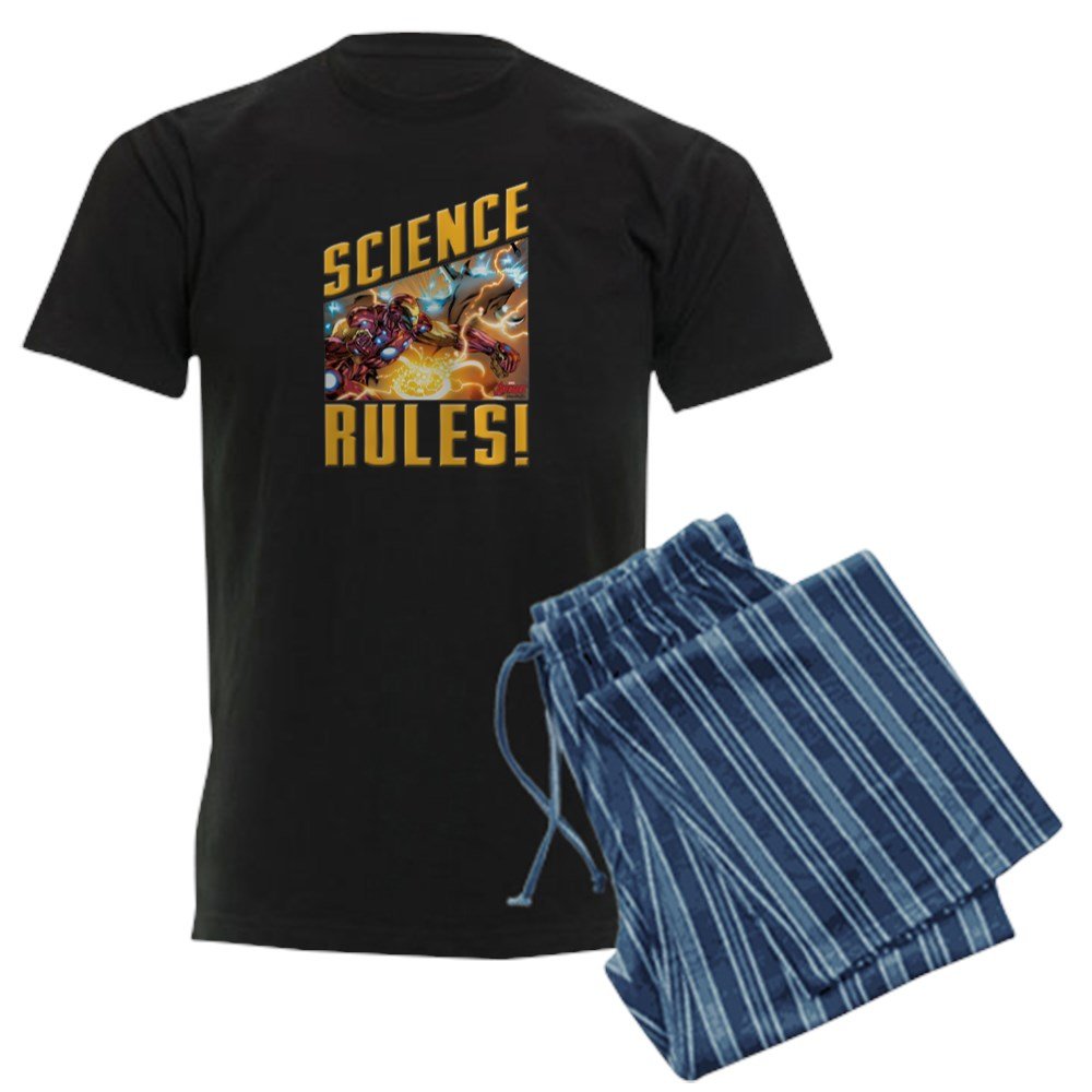 Iron Man Science Rules Men's Dark Pajama Set - Superhero Lounge Wear for Marvel Fans, Sleepwear & Comfortable Nightwear for Home Relaxation