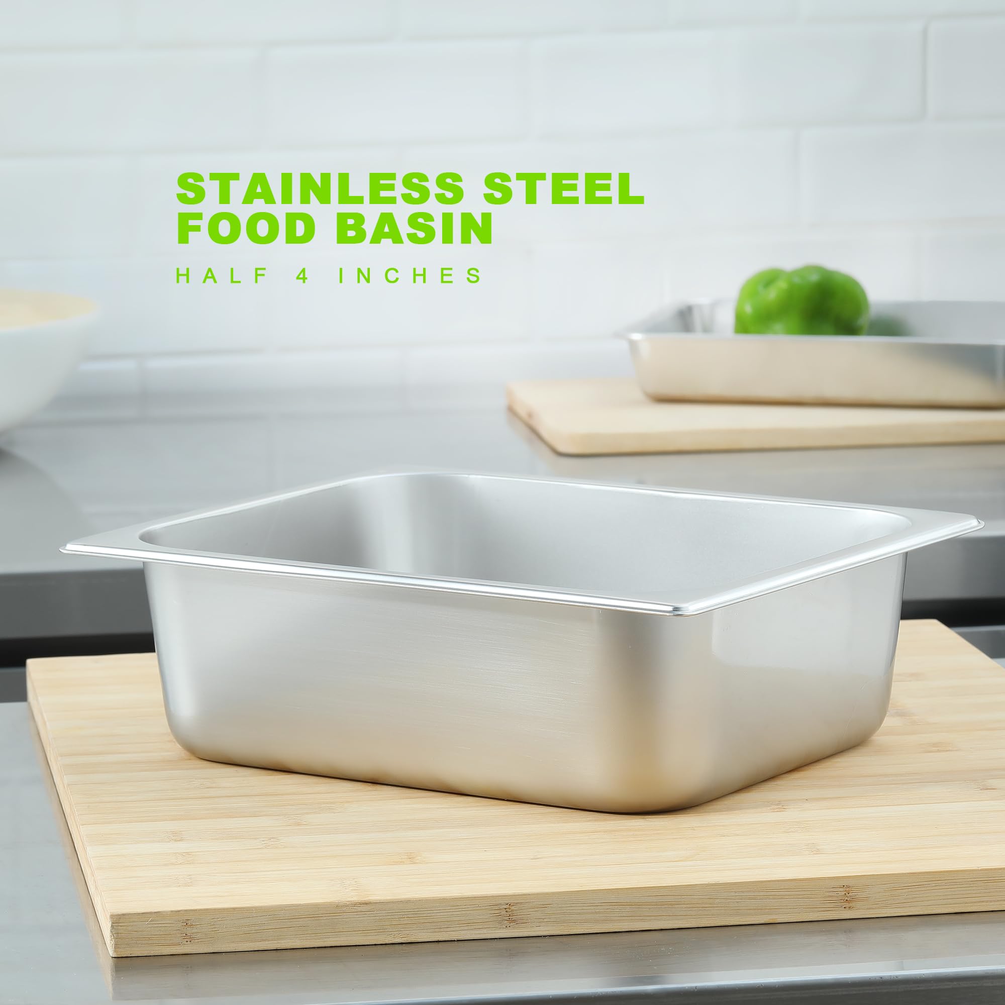1/2 Size Stainless Steel Hotel Pans - 6-Pack 4 Inch Deep Steam Table Pans for Food Service | Commercial Grade Catering Pans for Restaurants, Cafeterias & Buffets | Perfect for Food Warming, Display & Storage