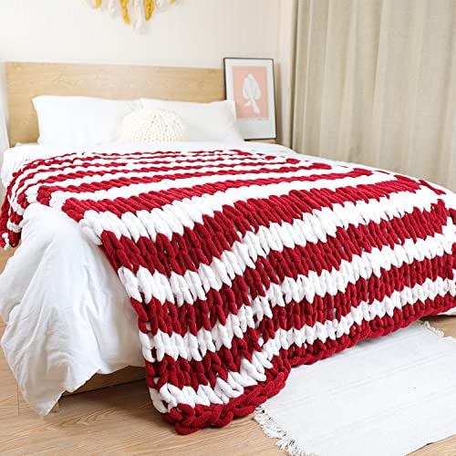 XOOFMASS Warm Chunky Knit Weighted Blanket - 100% Handmade Chenille Throw for Couch, Bed & Sofa - Christmas Cozy Home Decor Gift (50x60 inches/127x152 cm) - Perfect for Winter Snuggling, Living Room Relaxation & Holiday Gifting