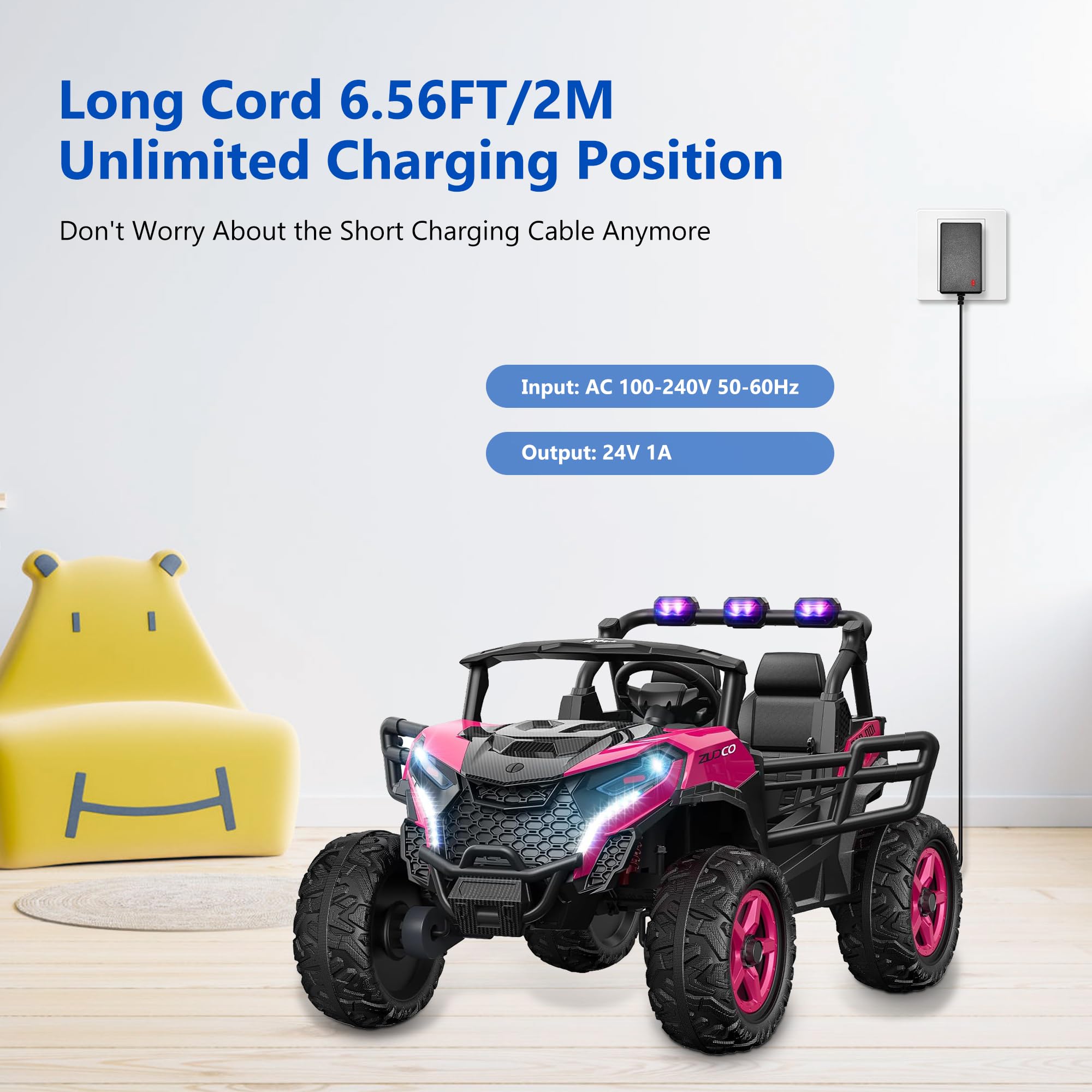 24V Battery Charger for Kids Ride-On Toys - Universal Power Wheels, Electric ATVs, Children's Cars (Jeep, Lamborghini, Mario Kart) - Fast DC Charger for 24 Volt Vehicles - Perfect for Home, Outdoor Play & Birthday Gifts