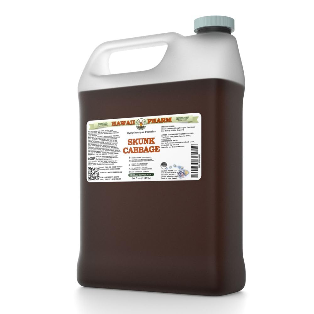 Alcohol-Free Skunk Cabbage Liquid Extract (Symplocarpus Foetidus) | Natural Herbal Root Glycerite Supplement | Hawaii Pharm USA | 64 fl.oz | Supports Respiratory Health & Wellness