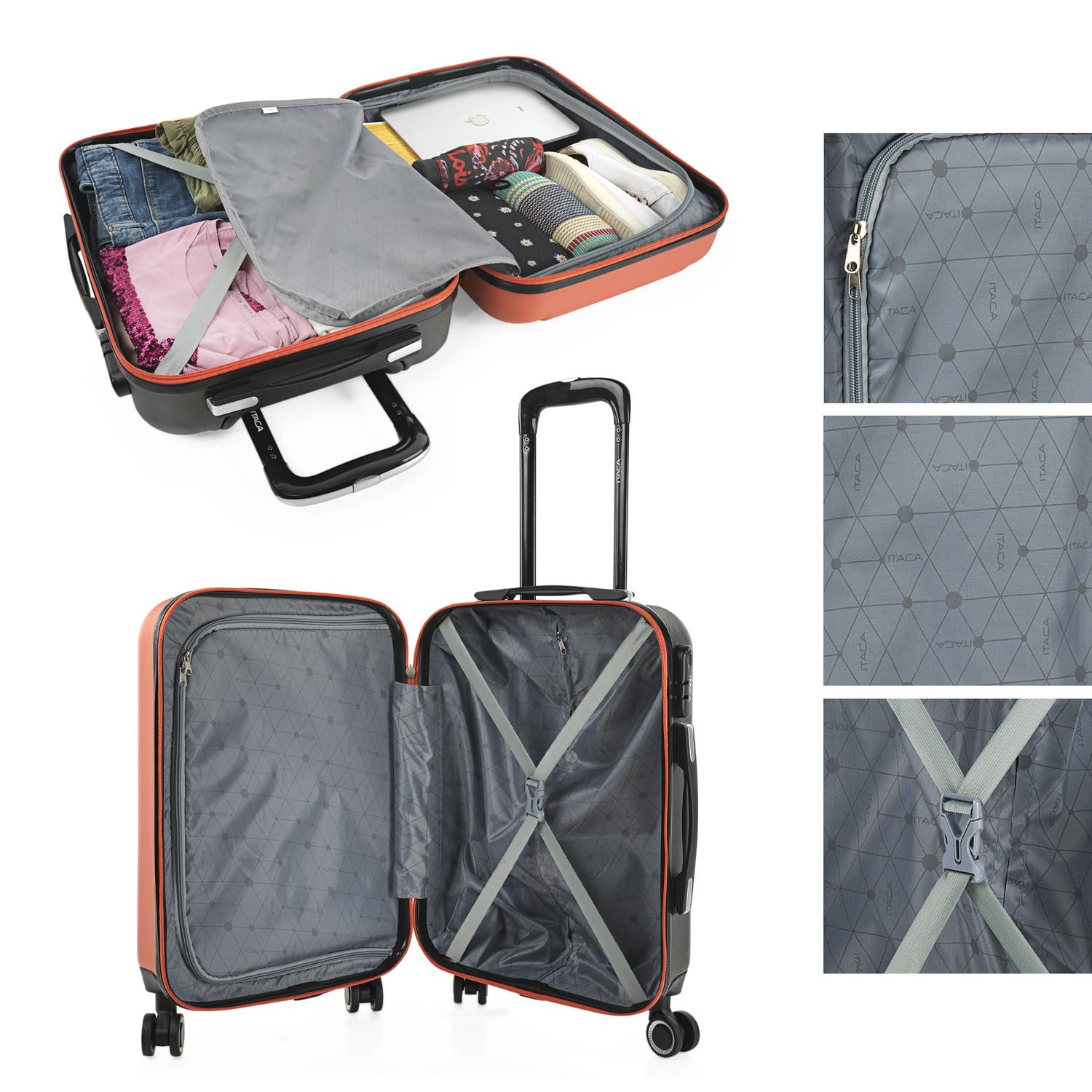 55cm Coral-Anthracite Carry-On Luggage - Lightweight Cabin Suitcase for Air Travel, Weekend Getaways & Business Trips | TSA Approved Hand Luggage