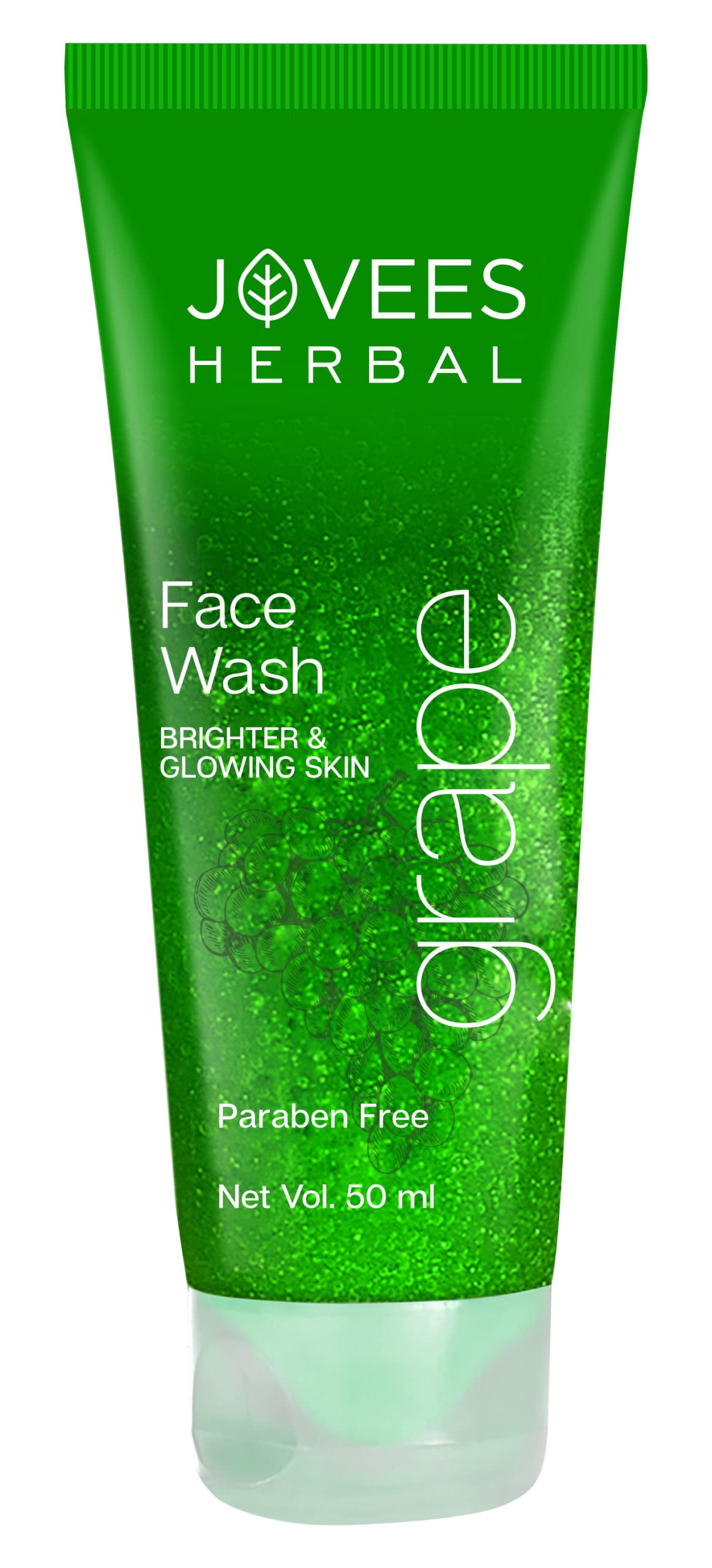 Jovees Herbal Grape Face Wash with Grape Seed & Orange Peel Extracts - Brightening & Glowing Skin Care - Reduces Uneven Tone & Fine Lines - For All Skin Types - 50ml - Perfect for Daily Cleansing & Morning Skincare Routine