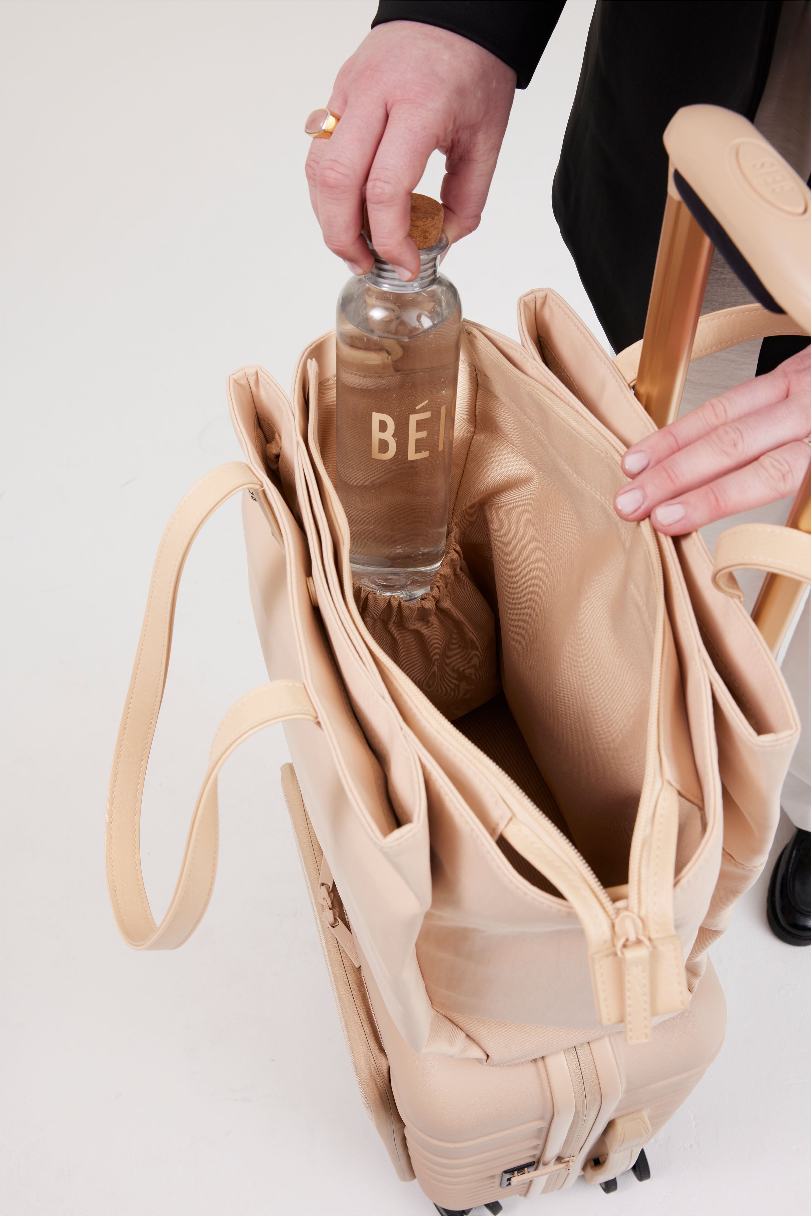 Stylish Beige Commuter Tote Bag for Women - Large Work Tote with Laptop Pocket - Perfect for Office, Travel & Everyday Use