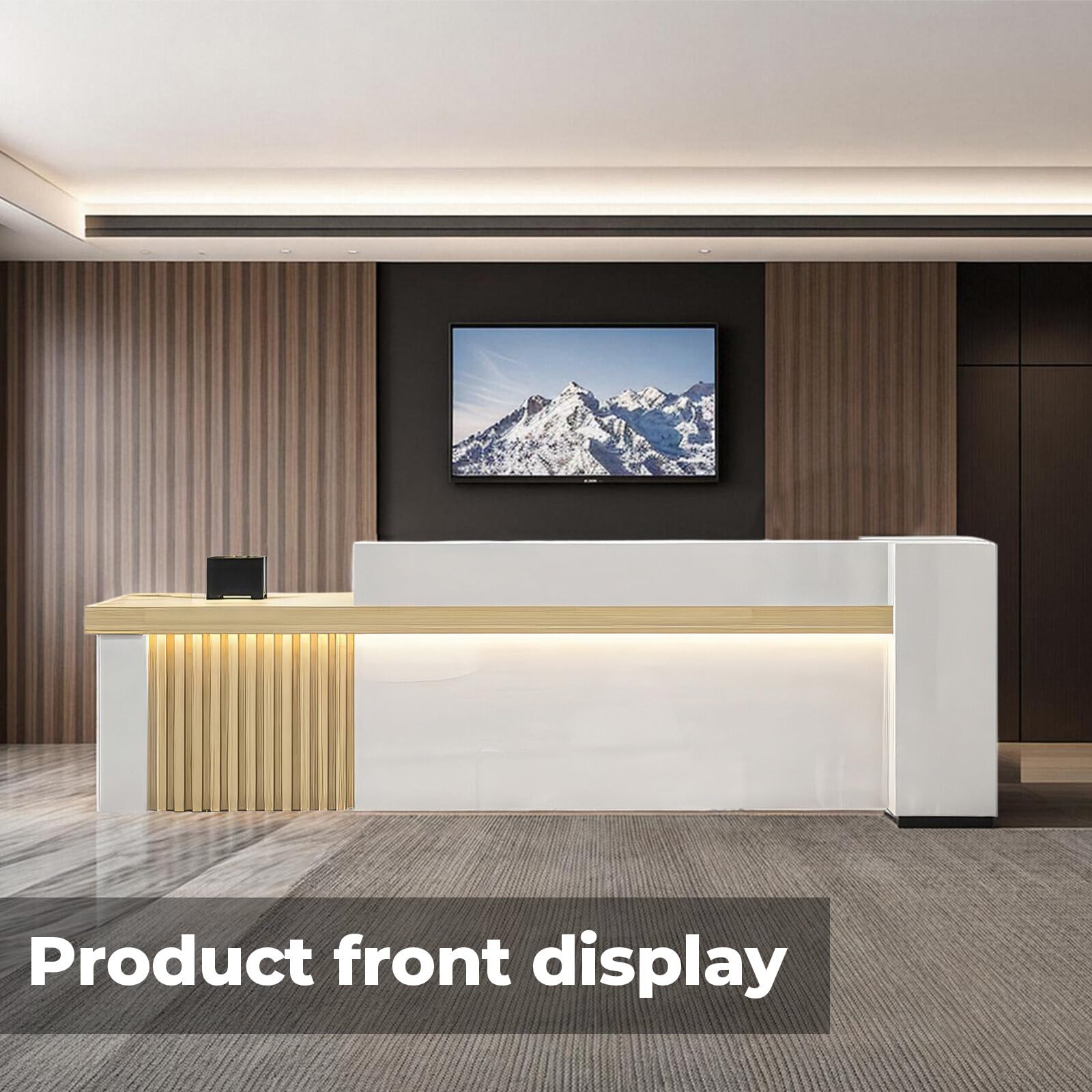 Modern Reception Desk with Shelf & Lockable Drawers - 71