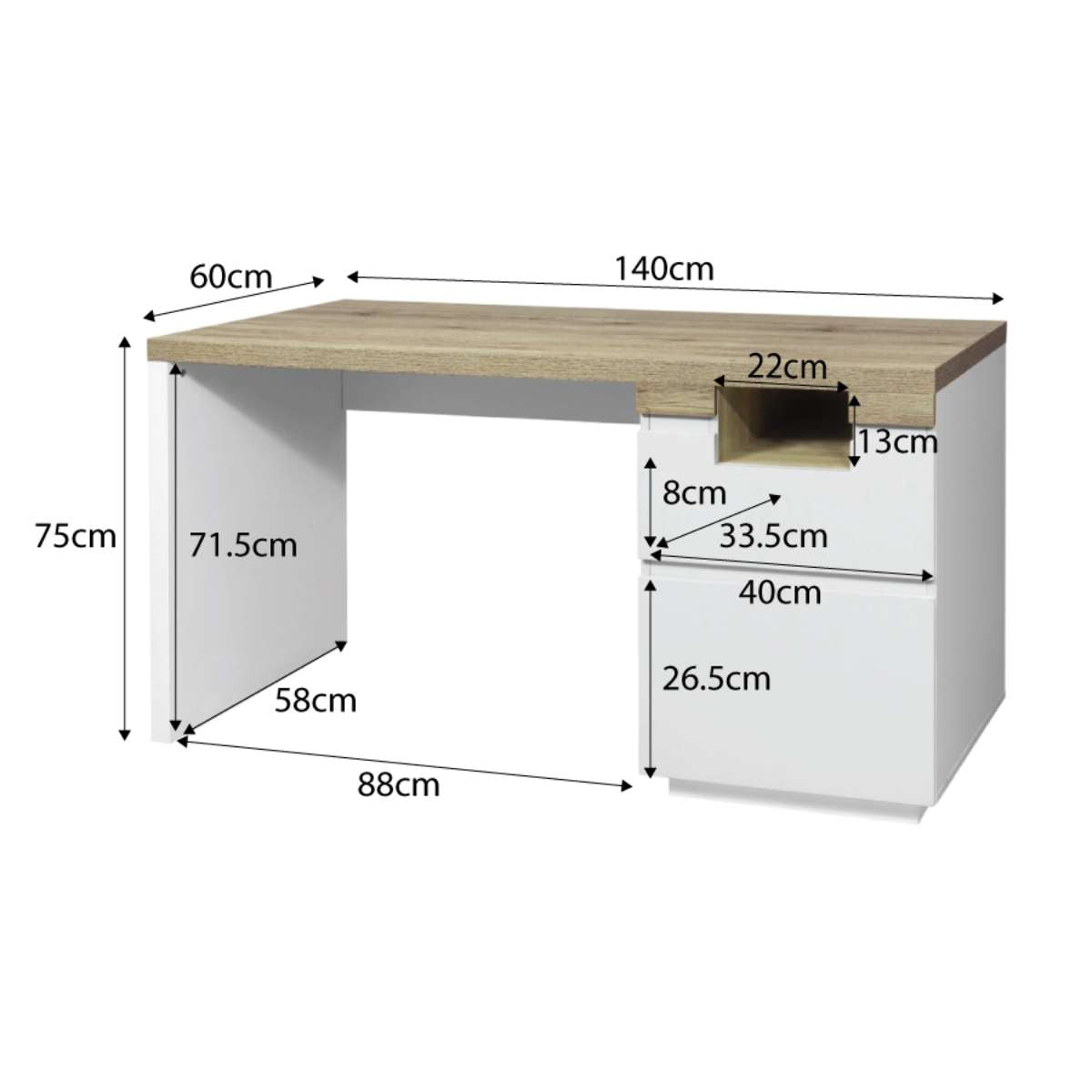 Sadie Desk - Modern Writing Desk for Home Office, Study & Workspace - Stylish & Functional Wooden Desk with Drawers - Perfect for Small Spaces, Apartments & Dorm Rooms