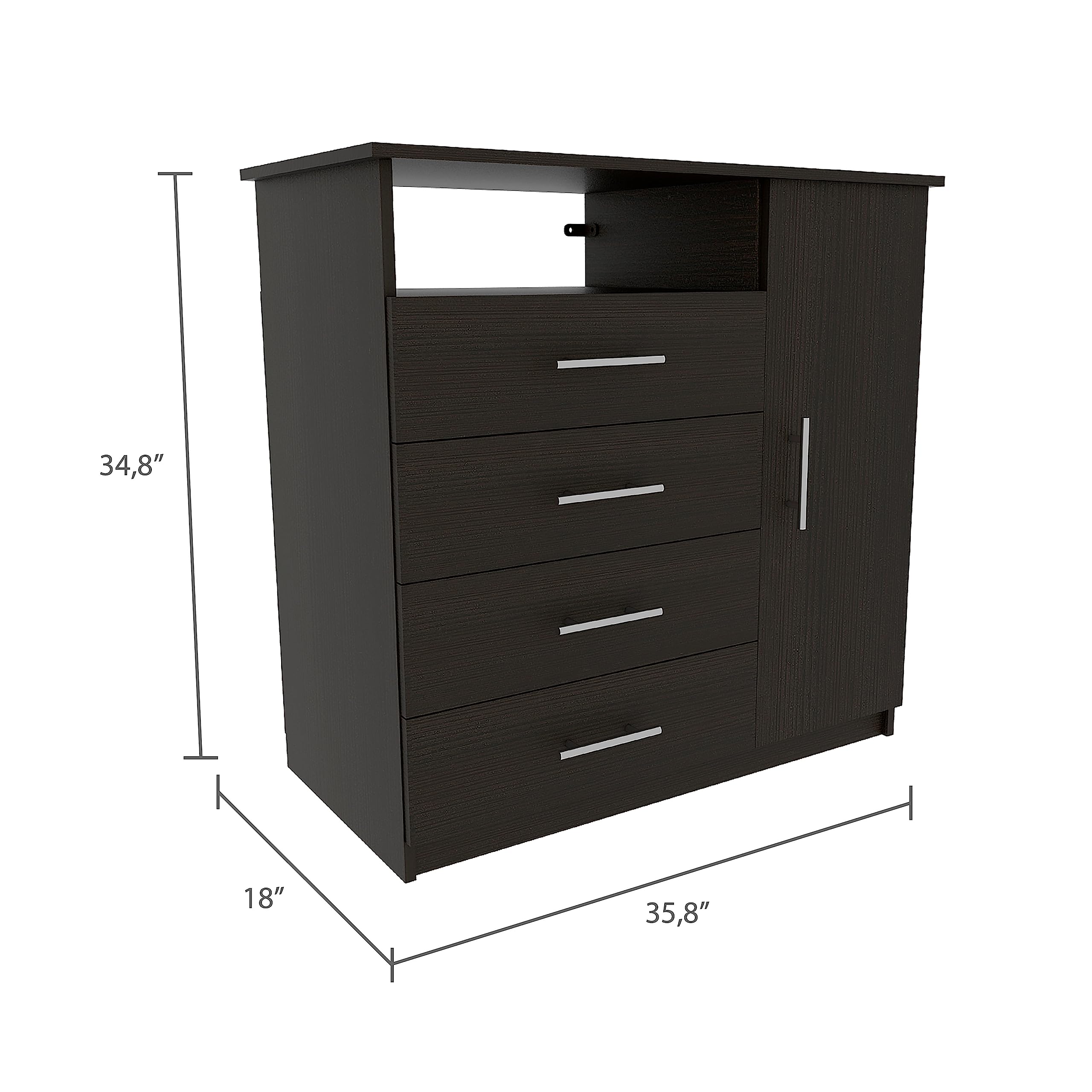 2-Piece Black Bedroom Set with Dresser and Nightstand - Modern Maine Bedroom Furniture for Small Spaces & Guest Rooms