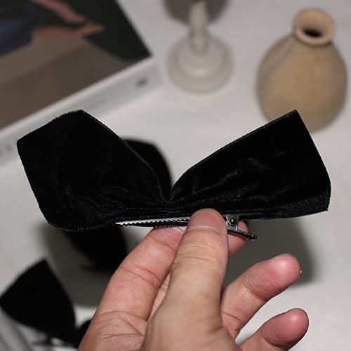 1 Pair Cute Ribbon Bow Hair Clips for Girls, Women & Kids - Black Hair Accessories for School, Parties & Everyday Wear