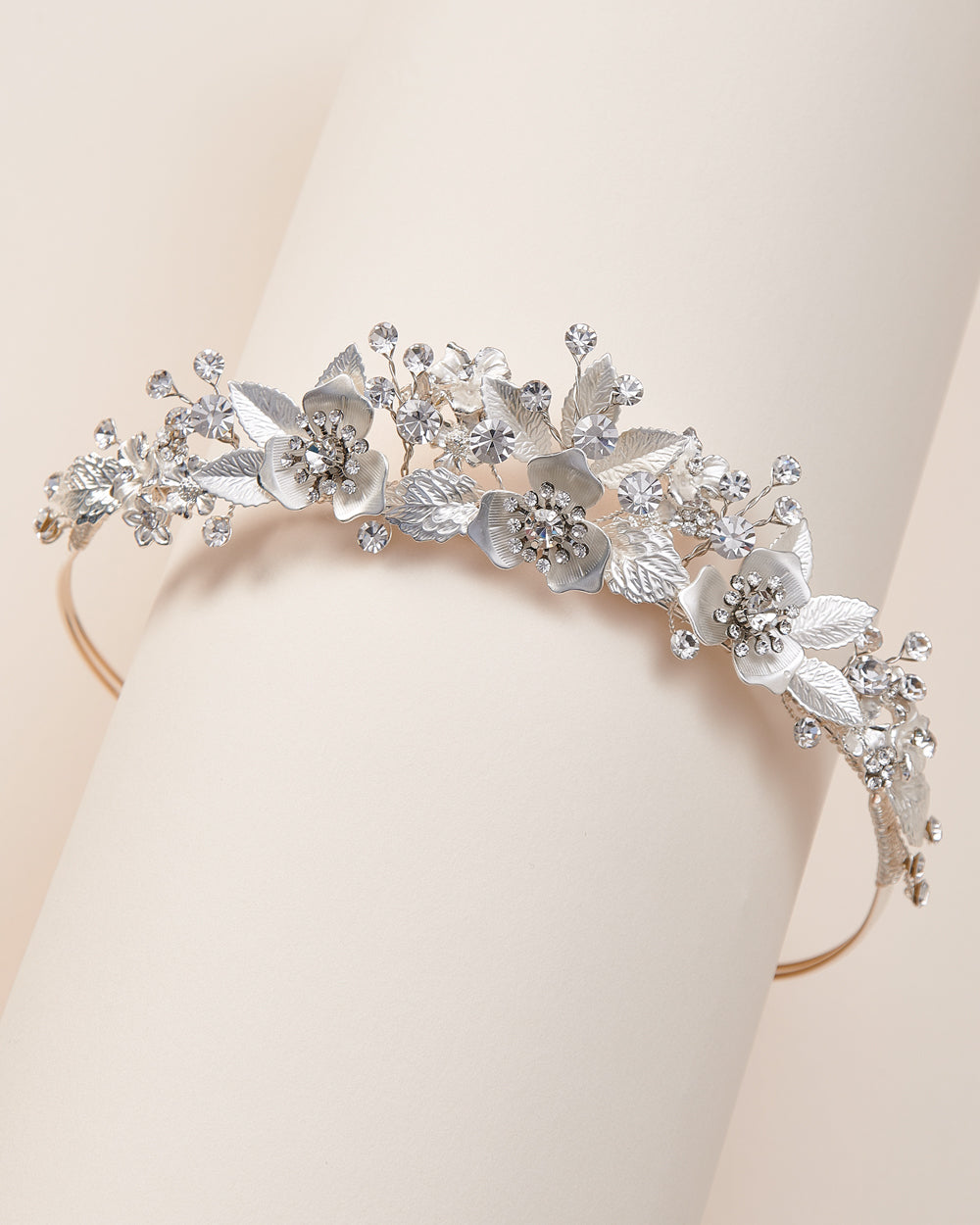 Kacie Floral Wedding Tiara – Elegant Bridal Hair Crown for Women, Perfect for Weddings, Prom, and Special Occasions