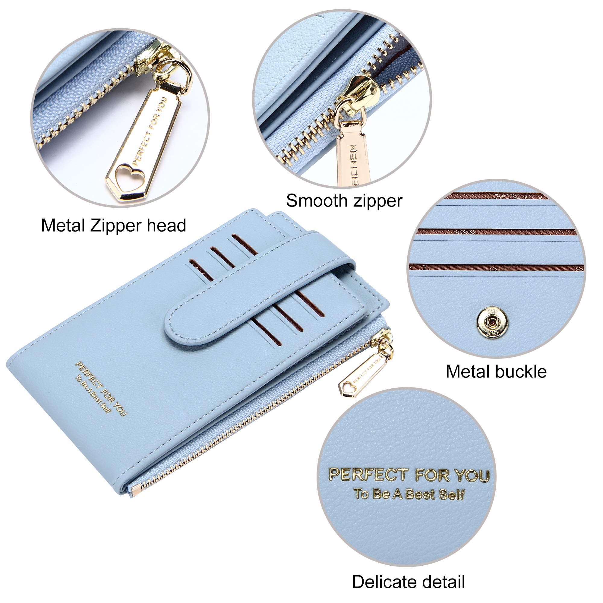 ZRTARY Slim RFID Blocking Bifold Wallet for Women - Compact Card Holder with Zipper Pocket & Money Organizer | Perfect for Everyday Use, Travel & Minimalist Lifestyle