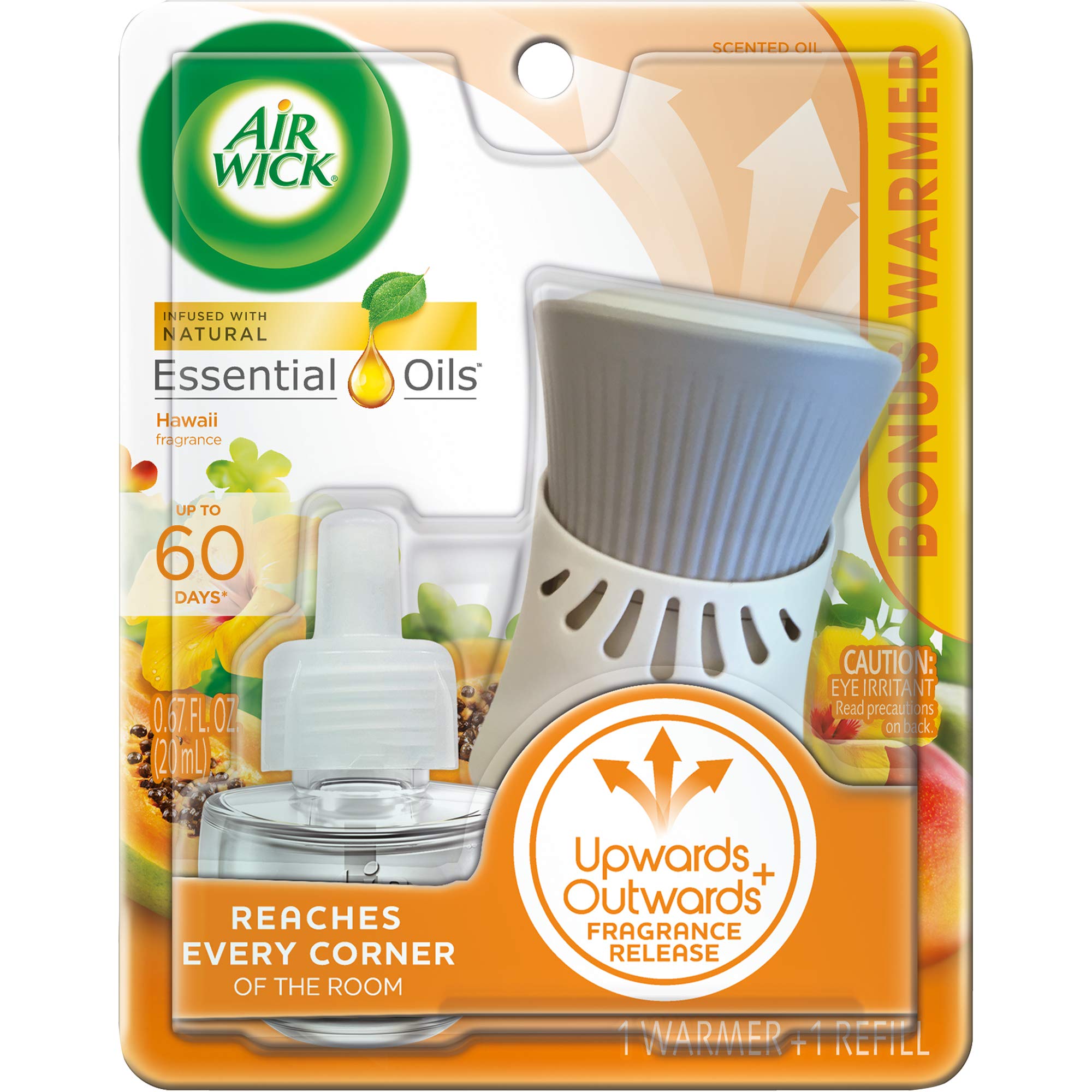 Air Wick Plug in Scented Oil Starter Kit with Warmer & 1 Refill - Hawaiian Breeze Fragrance - Essential Oil Air Freshener for Home, Office, Bedroom & Bathroom - Long Lasting Aroma