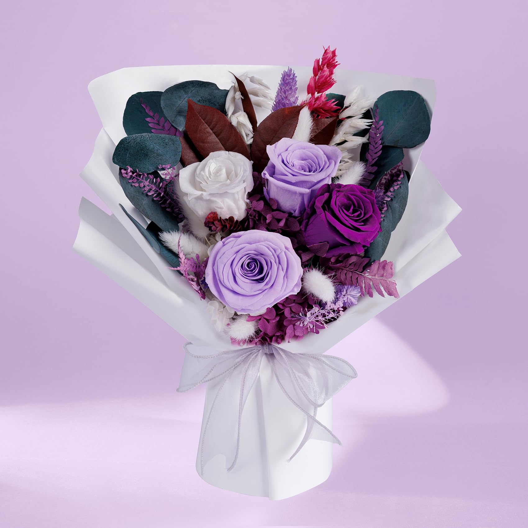 Preserved Purple Roses Bouquet - Luxury Birthday & Mother's Day Gift for Women, Wife & Mom - Long-Lasting Flower Delivery for Special Occasions | Perfect for Anniversaries, Valentine's Day & Home Decor