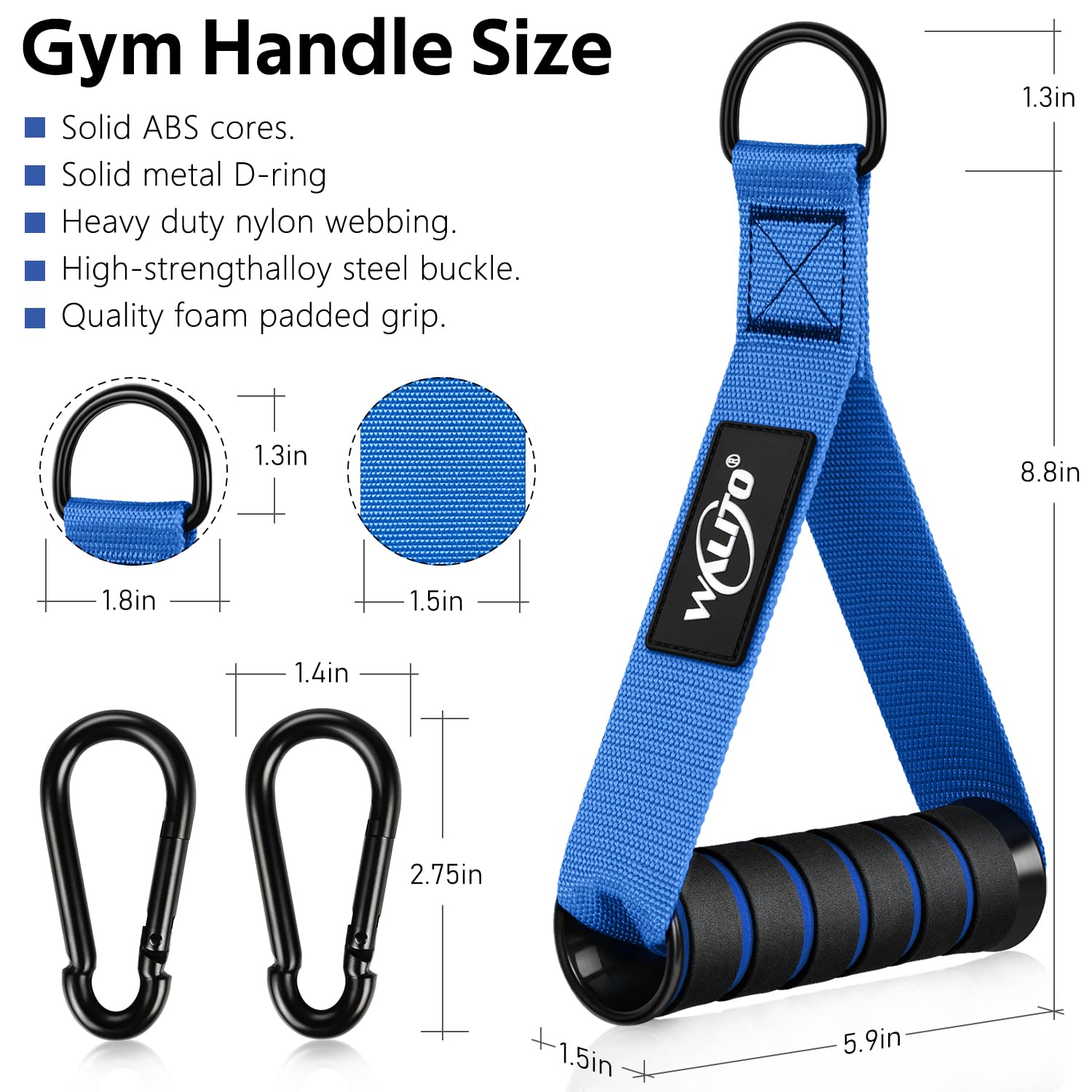 WALITO Heavy Duty Exercise Handles - Replacement Cable Machine Attachments for Home Gym Equipment, Pulley System, Strength Trainer - Perfect for Pilates, Resistance Bands & Full Body Workouts - Ideal for Home Gym, CrossFit & Functional Training