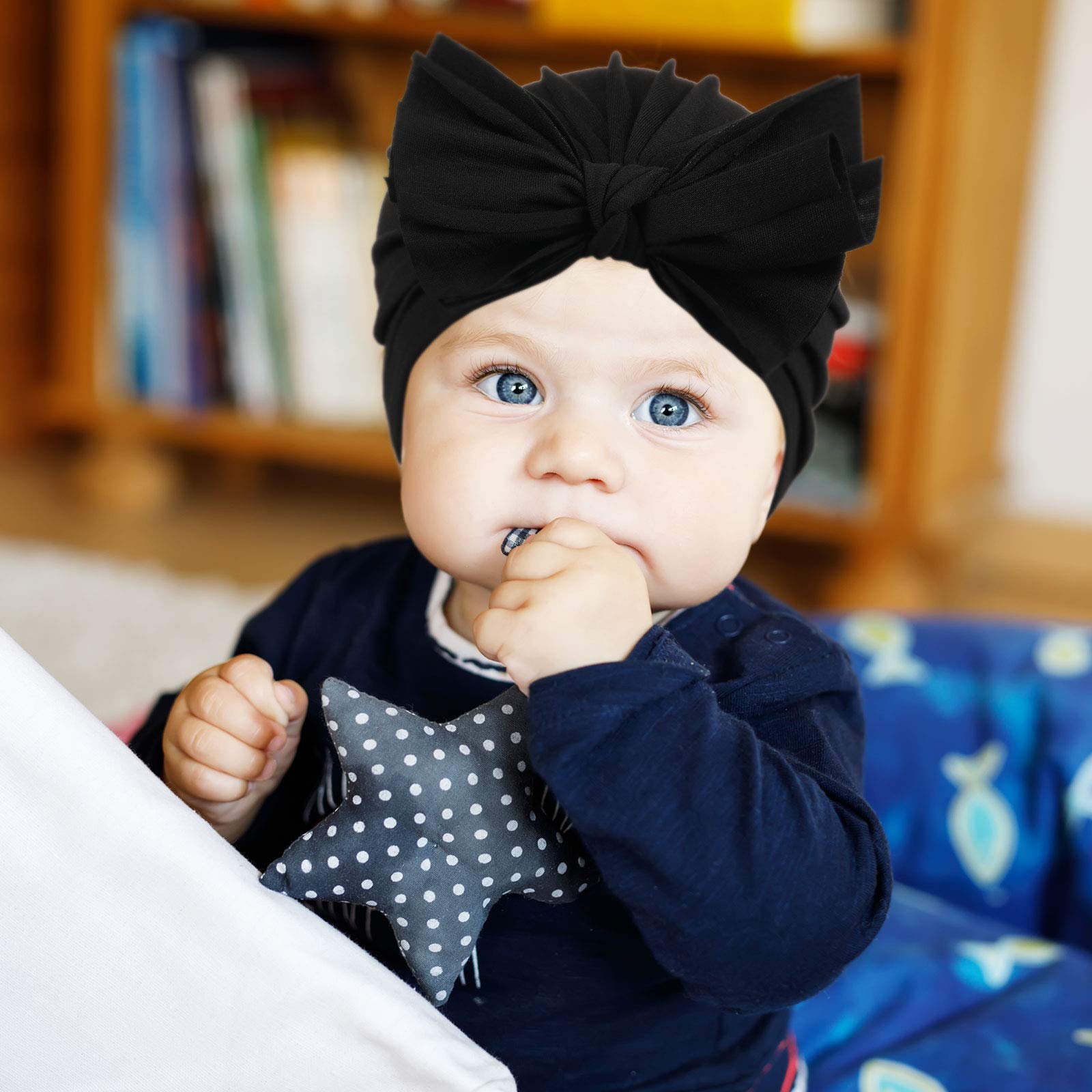 3-Piece Baby Bow Knot Turban Hats & Headwraps for Toddler Girls - Soft Cotton Beanie Set for Newborns, Infants - Perfect for Photography, Birthday Parties & Everyday Outfits