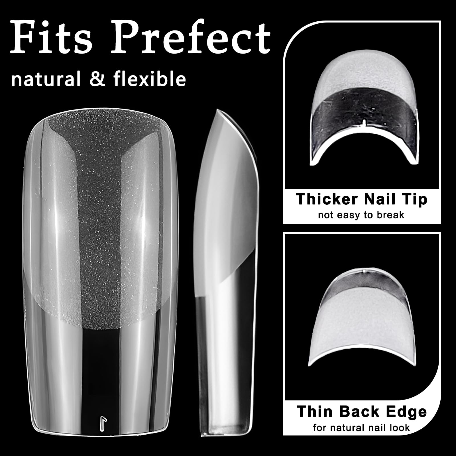 AddFavor 600pcs Clear Medium Square Gel Nail Tips - Full Cover Acrylic Fake Nails for Extension, Manicure Salon & Home DIY | Perfect for Nail Art, Parties & Special Occasions