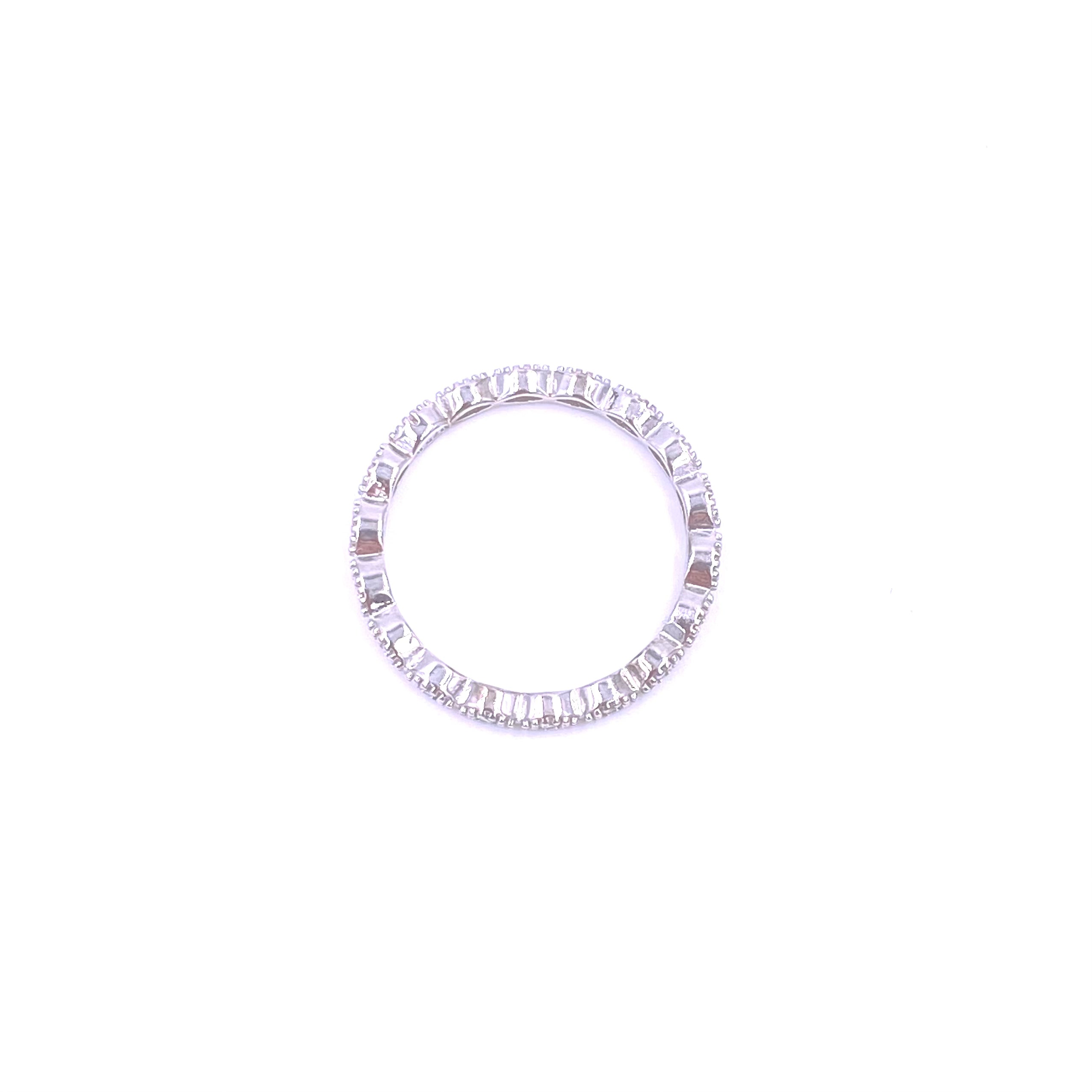 Ashley Gold Sterling Silver Antique Oval Bead CZ Eternity Band Ring for Women | Vintage Style Wedding Engagement Promise Ring | Perfect for Anniversary, Valentine's Day Gift
