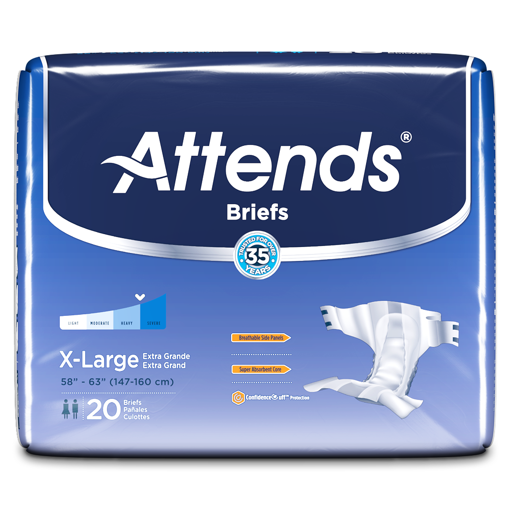Attends DermaDry Briefs for Adults - Premium Absorbent Underwear for Incontinence Protection (Various Sizes) | Ideal for Overnight Use, Travel & Active Lifestyles