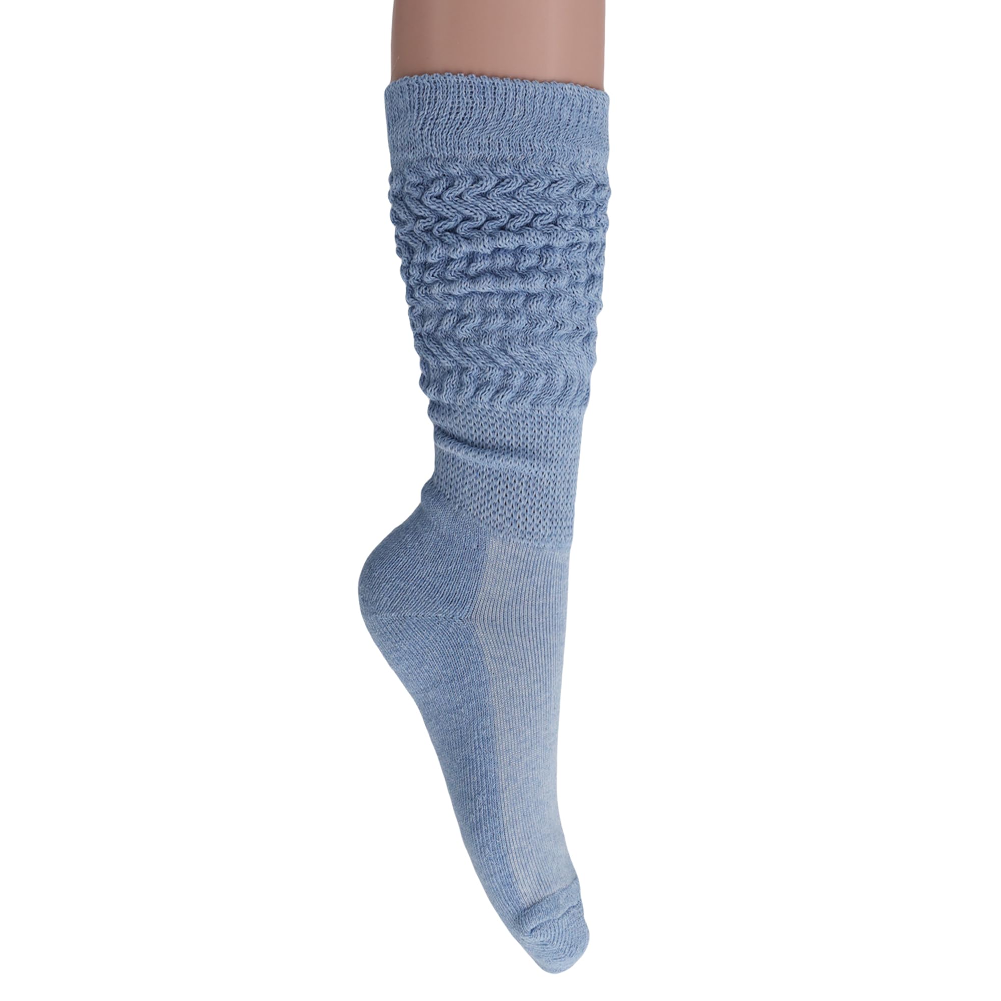 American Made Slouch Socks - Extra Long Cotton Knee High Scrunch Socks for Women & Men | Heavy Warm Winter Socks for Boots, Lounge & Cold Weather