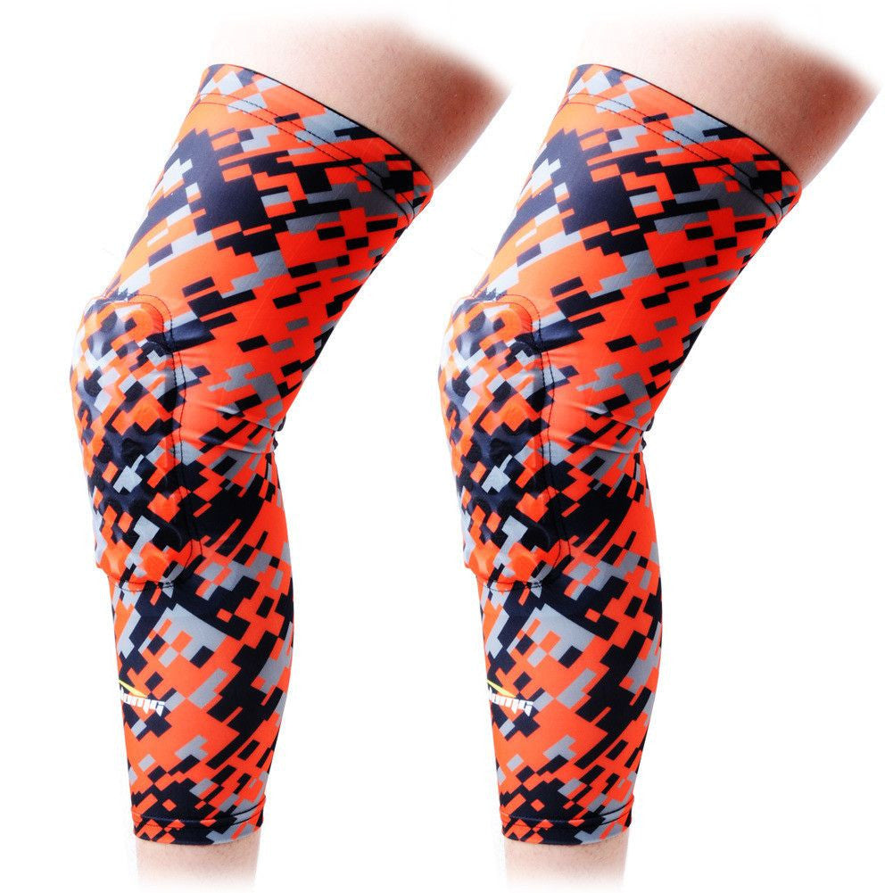 Camo Orange Black Knee Pads Sleeves - 2 Pairs Heavy Duty Protective Gear for Construction, Gardening, Sports & Outdoor Activities