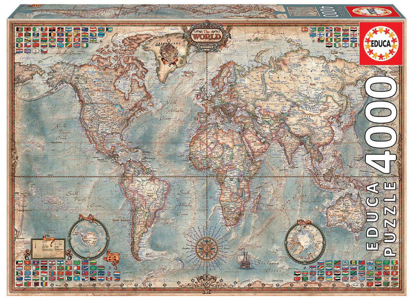 4,000 Piece Jigsaw Puzzle - World Map Educational Toy for Adults & Kids, Perfect for Family Game Night & Home Decor