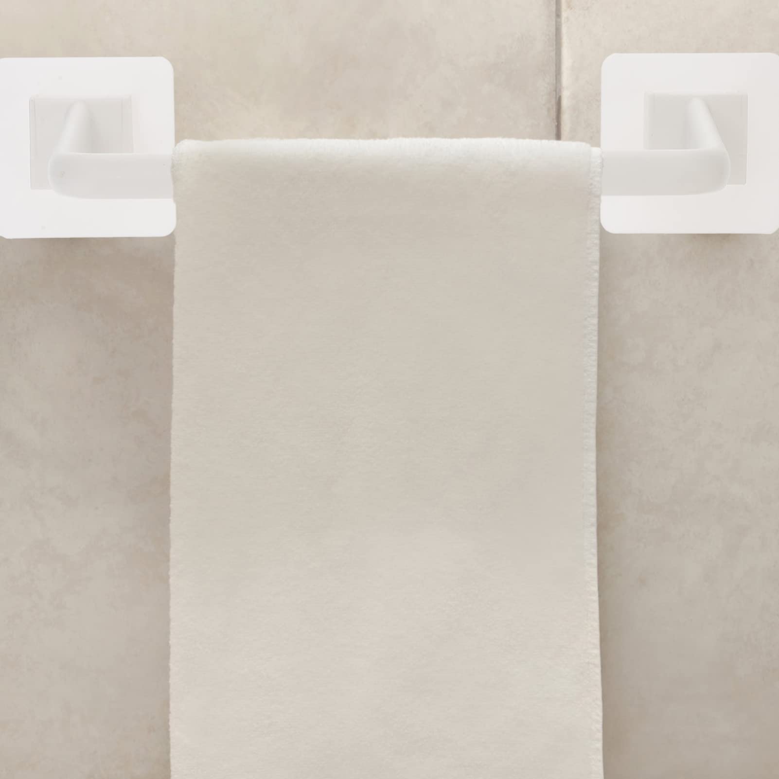 Zerodeko No Trace Adhesive Towel Rack - Wall Mounted Bathroom Towel Organizer, White - Perfect for Shower, Kitchen & Small Space Storage