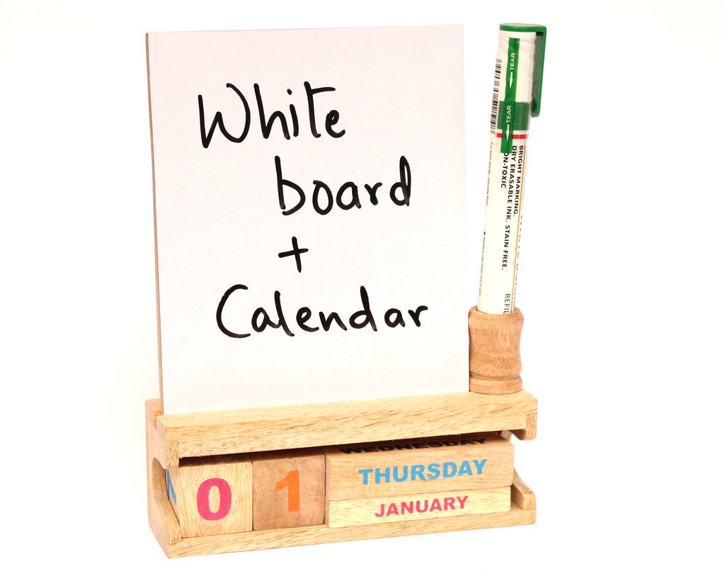 IVEI Wooden Desk Calendar with Whiteboard - Perpetual Calendar Set for Office, School, Home & Study Room - Reusable Dry Erase Board Calendar for Planning, Scheduling & Desk Decor - Perfect for Daily Organization, Goal Tracking & Workspace Decoration