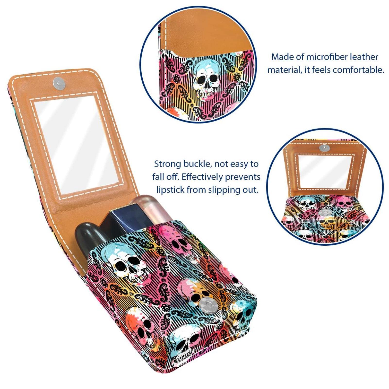 Custom Lipstick Holder Case - Portable Makeup Bag & Cosmetic Organizer with Gothic Skull Design for Women | Perfect for Travel, Purse, and Everyday Makeup Storage