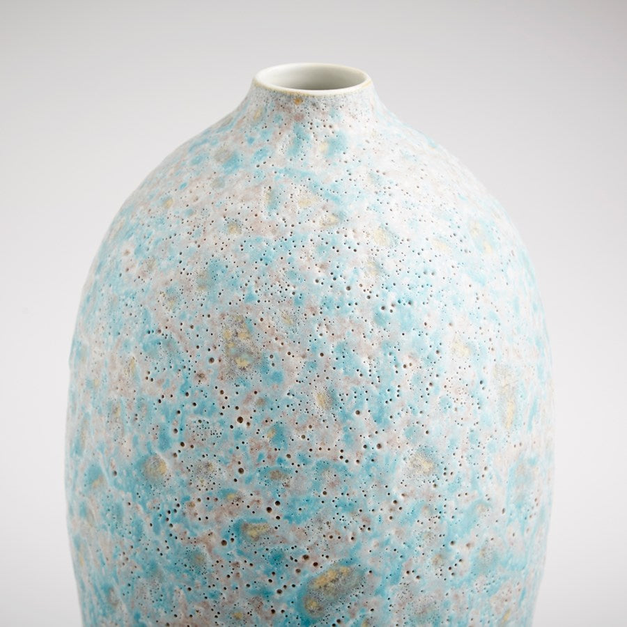 Cyan Design 10936 Sumba Vase - Handcrafted Mottled Pale Blue Ceramic Vase for Home Decor, Wedding Centerpieces & Tabletop Display (Small Size)