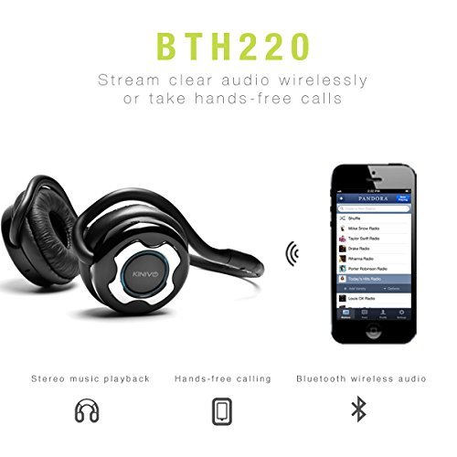 Kinivo BTH220 Wireless Bluetooth Headphones with BTD-400 USB Adapter - Bluetooth 4.0 Over-Ear Stereo Headset for PC, Windows, Linux & Raspberry Pi - Hands-Free Calling & Music Streaming - Ideal for Office, Gaming & Remote Work (Black)
