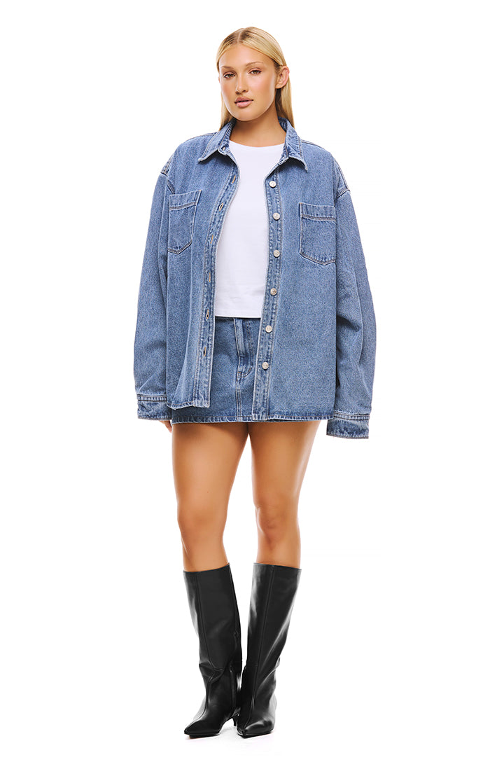The Morgan Mid Blue Skirt - Stylish & Comfortable A-Line Skirt for Women | Perfect for Office, Casual Outings & Date Nights