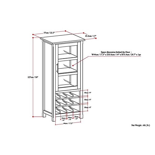 Rustic Distressed Brown Wine Rack Cabinet with Glass Door - Tall Wooden Liquor Storage for Kitchen, Home Bar & Living Room - Perfect for Whiskey, Wine Bottles & Glassware Organization (Ideal for Entertaining, Dining Rooms & Wine Cellars)