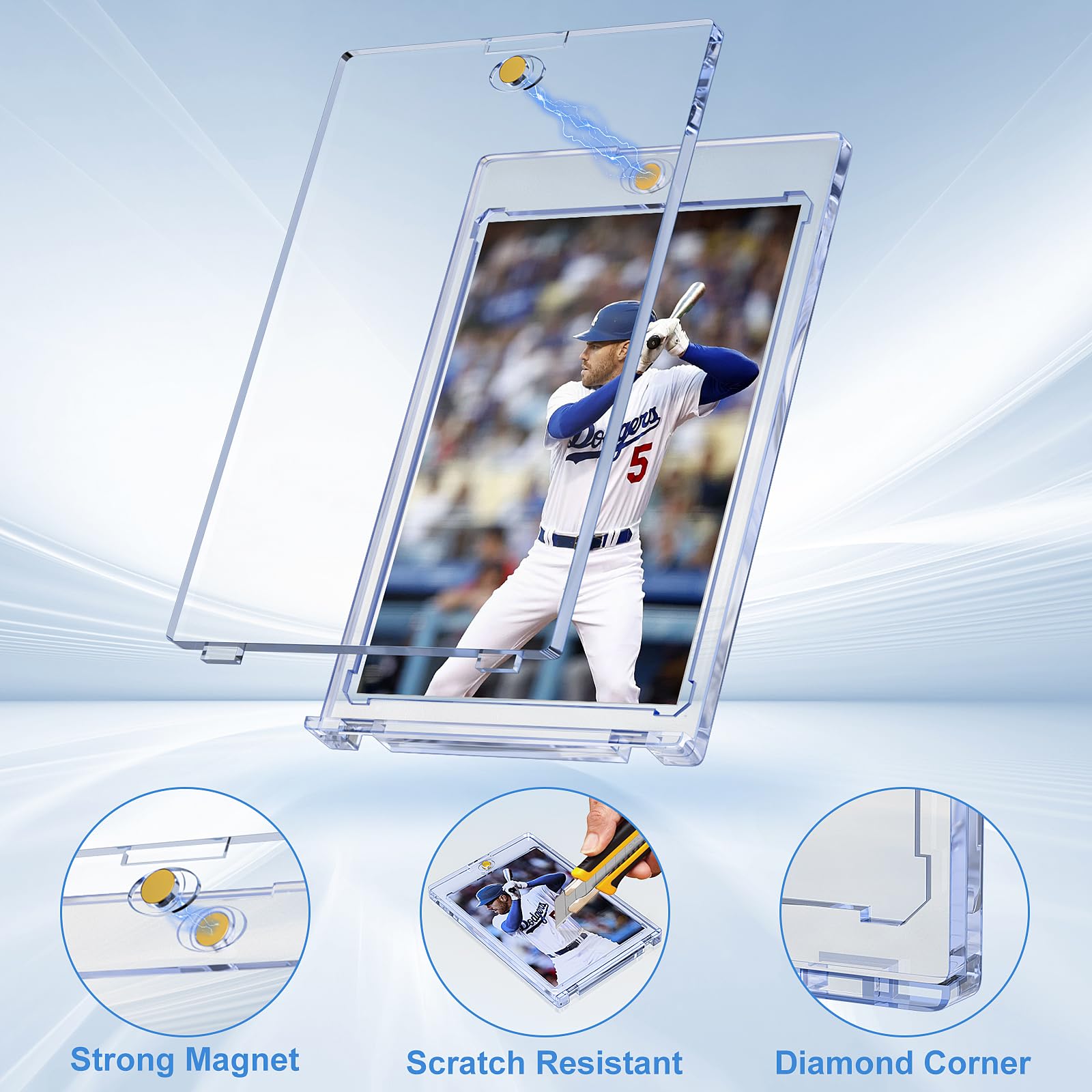 100-Pack Magnetic Card Holders for Trading Cards - 35pt Ultra Clear Baseball & Sports Card Protectors - Hard Plastic Sleeves for Collectible Game Cards - Perfect for Displaying, Organizing & Protecting Valuable Collections
