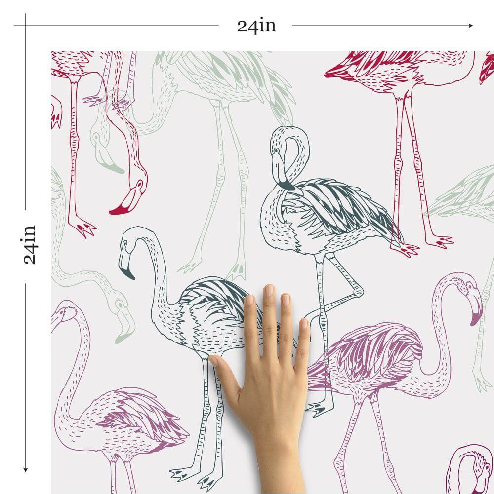 Red and Purple Bird Animal Peel and Stick Removable Wallpaper 0143 - Self-Adhesive Decorative Wall Covering for Nursery, Bedroom, or Living Room Decor