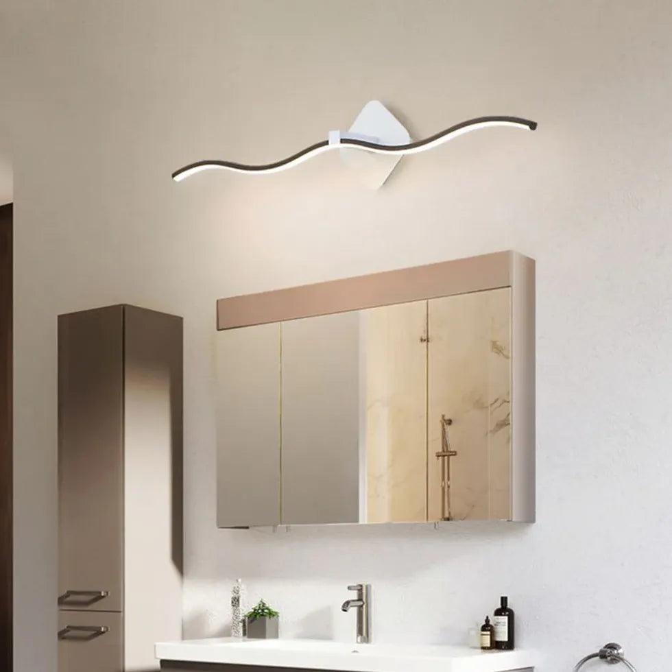 Wave Linear LED Bathroom Mirror Lights - Modern Vanity Lighting with Dimmable Touch Control, IP44 Waterproof for Bathroom, Bedroom & Makeup Area - Perfect for Shaving, Grooming & Decorative Ambiance