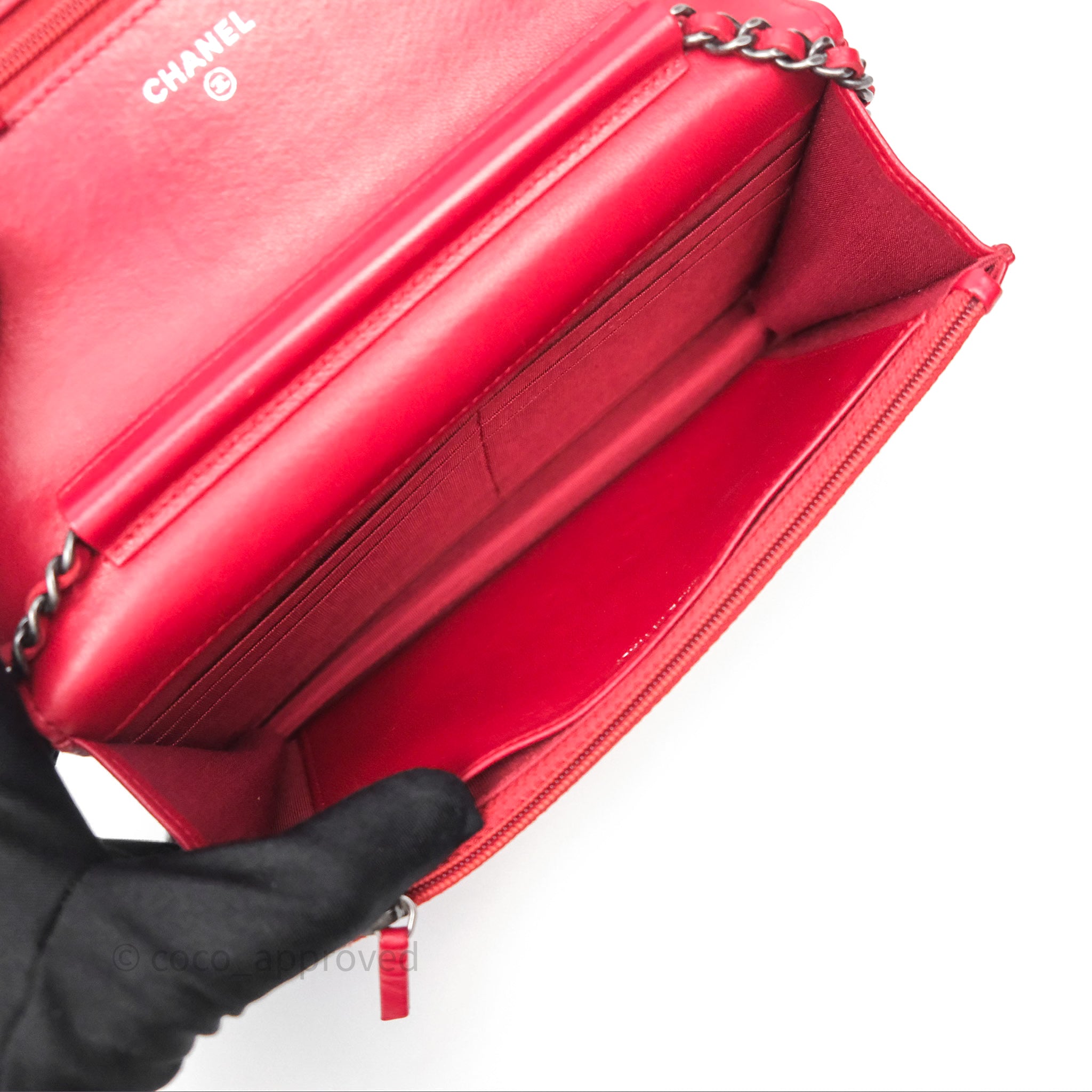 Chanel Boy Wallet on Chain WOC Red Lambskin Ruthenium Hardware - Luxury Crossbody Bag for Women, Perfect for Parties, Date Nights & Evening Events