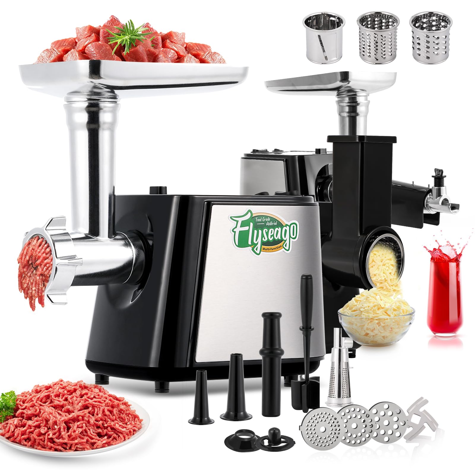 3000W Electric Meat Grinder & Cheese Grater - Multifunctional Kitchen Appliance with Juicer, Vegetable Cutter, Sausage Stuffer & Kubbe Kit - Perfect for Home Cooking, Meal Prep & BBQ Parties