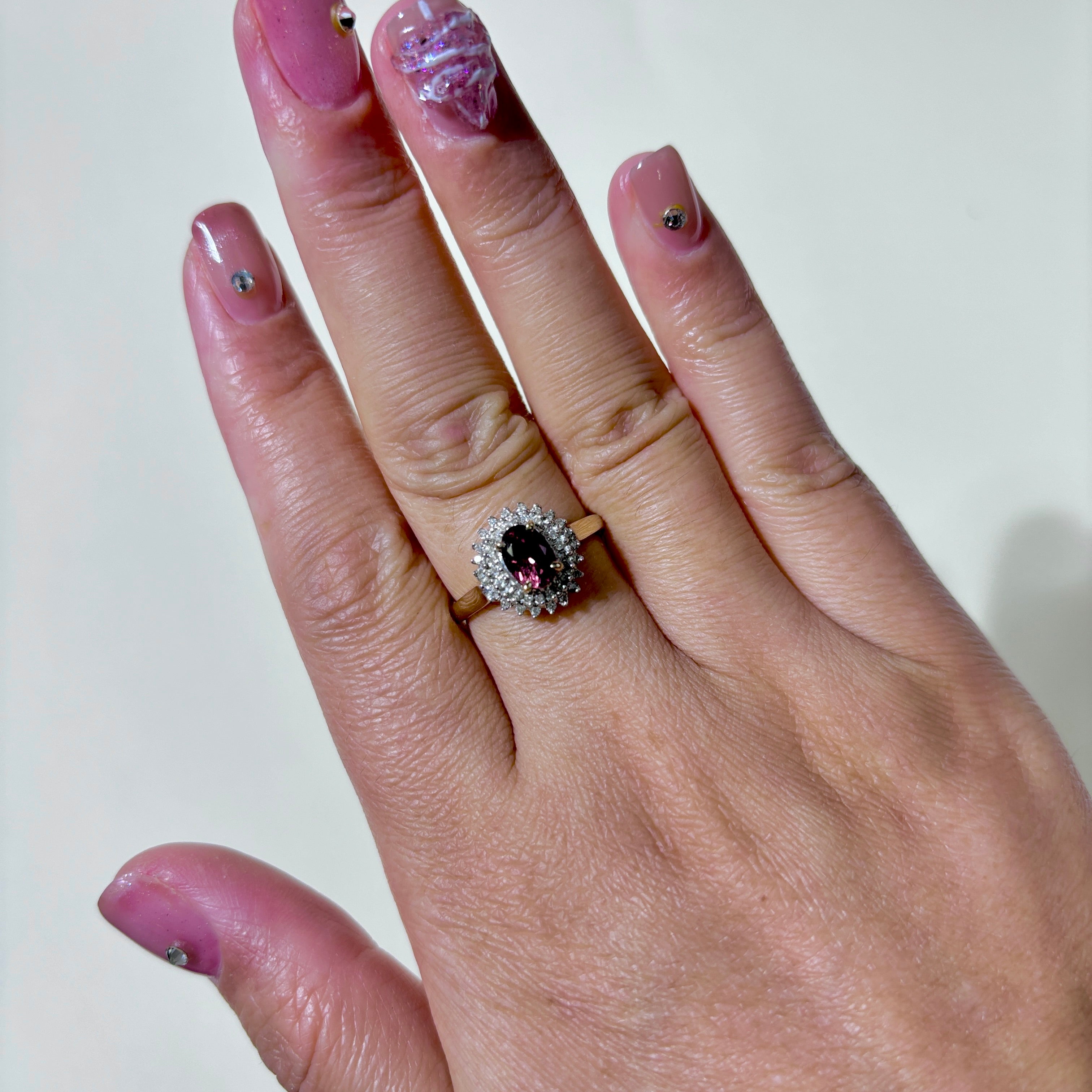 10K Yellow Gold Halo Pink Tourmaline & Diamond Ring | 0.77ct Tourmaline, 0.18ctw Diamonds | Size 8 | Elegant Engagement, Anniversary Gift for Her | Perfect for Weddings, Valentine's Day & Special Occasions