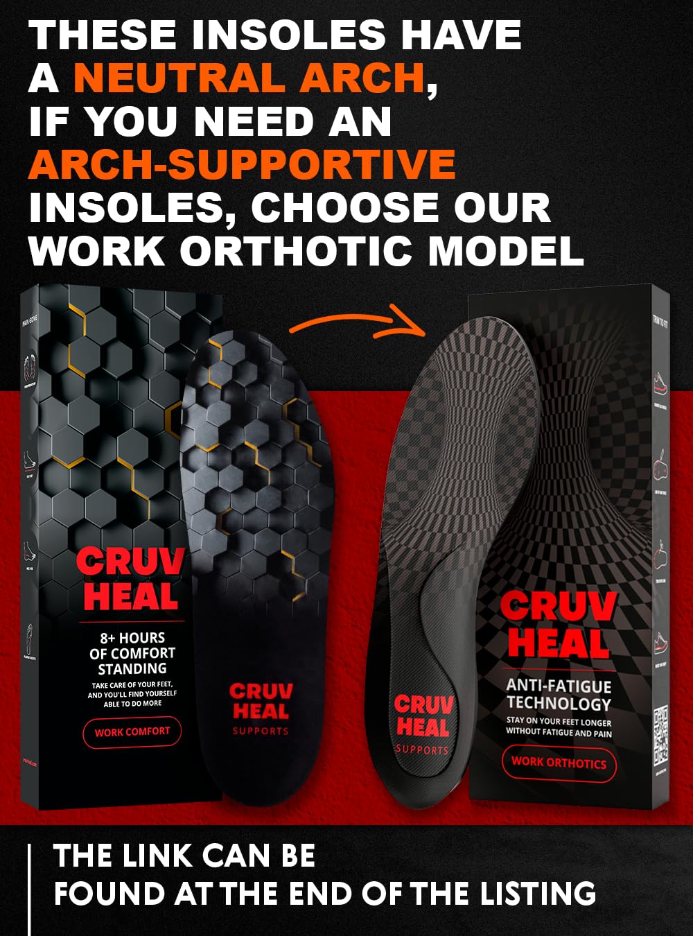 Premium Orthotic Insoles for Work Boots - Anti Fatigue & Shock Absorption Shoe Inserts for Men & Women - Low Arch Support & Foot Pain Relief (Black Hexagon Design, Medium) - Ideal for Construction, Nursing & Long Standing Jobs
