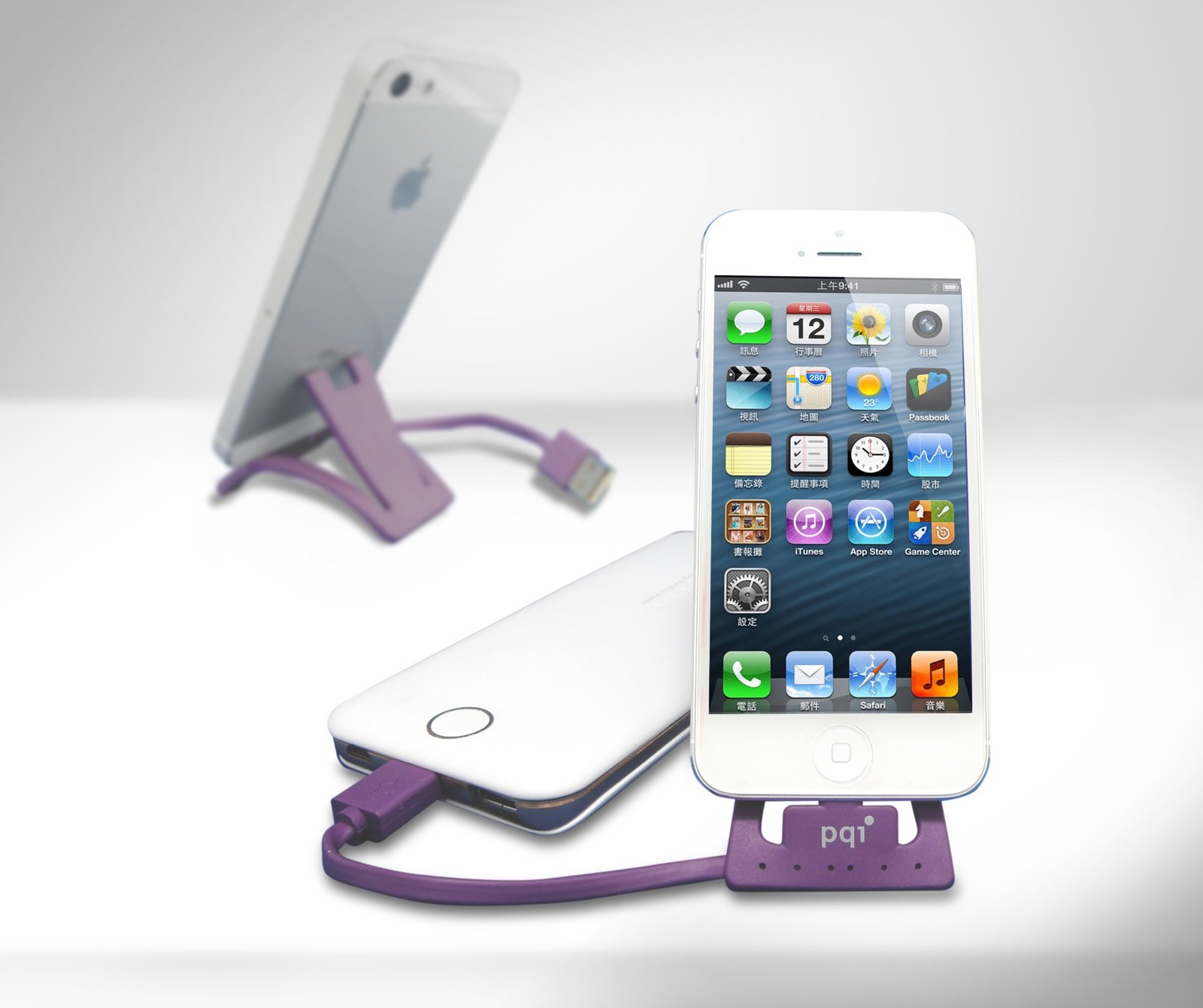PQI i-Cable Charging and Sync Stand for iPhone & iPad - Fast Charging Dock with Lightning Cable | Blue Edition | Perfect for Home, Office & Travel Use