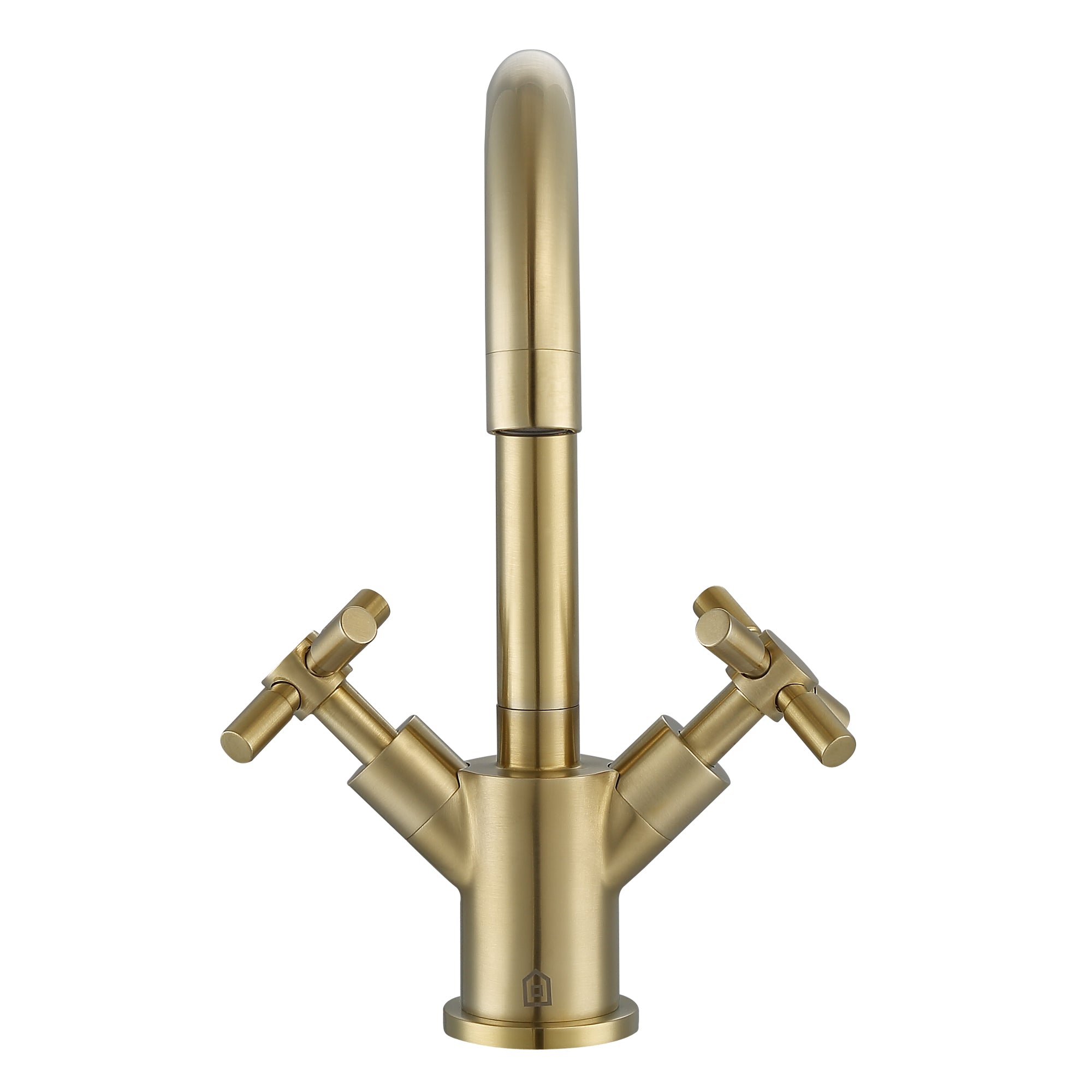 Ancona Prima Cross Handle 1 Hole Bathroom Faucet in Brushed Champagne Gold - Modern Single Hole Bathroom Sink Faucet for Vanity, Powder Room & Guest Bath (Brushed Gold Finish)
