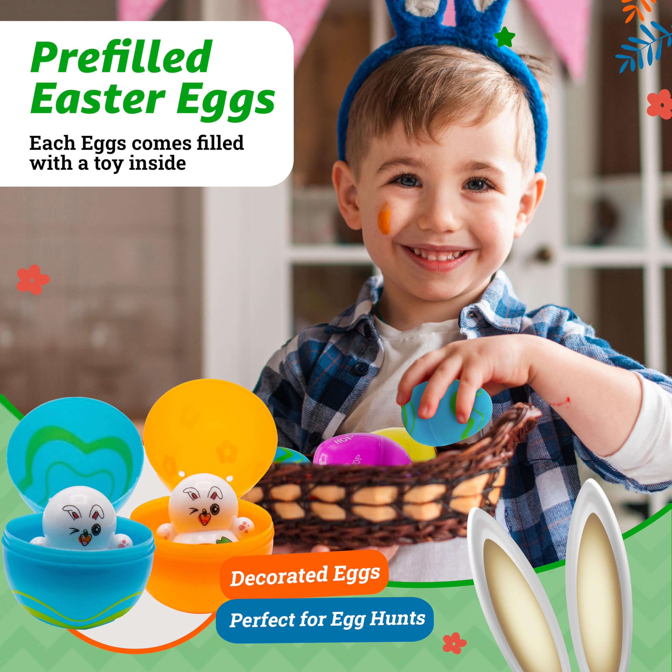 60 Pcs Prefilled Easter Eggs with Assorted Toys & Stickers - Easter Egg Hunt Party Favors for Kids, Boys & Girls - Perfect for Easter Baskets, Classroom Rewards, Birthday Party Goodie Bags & Spring Celebrations