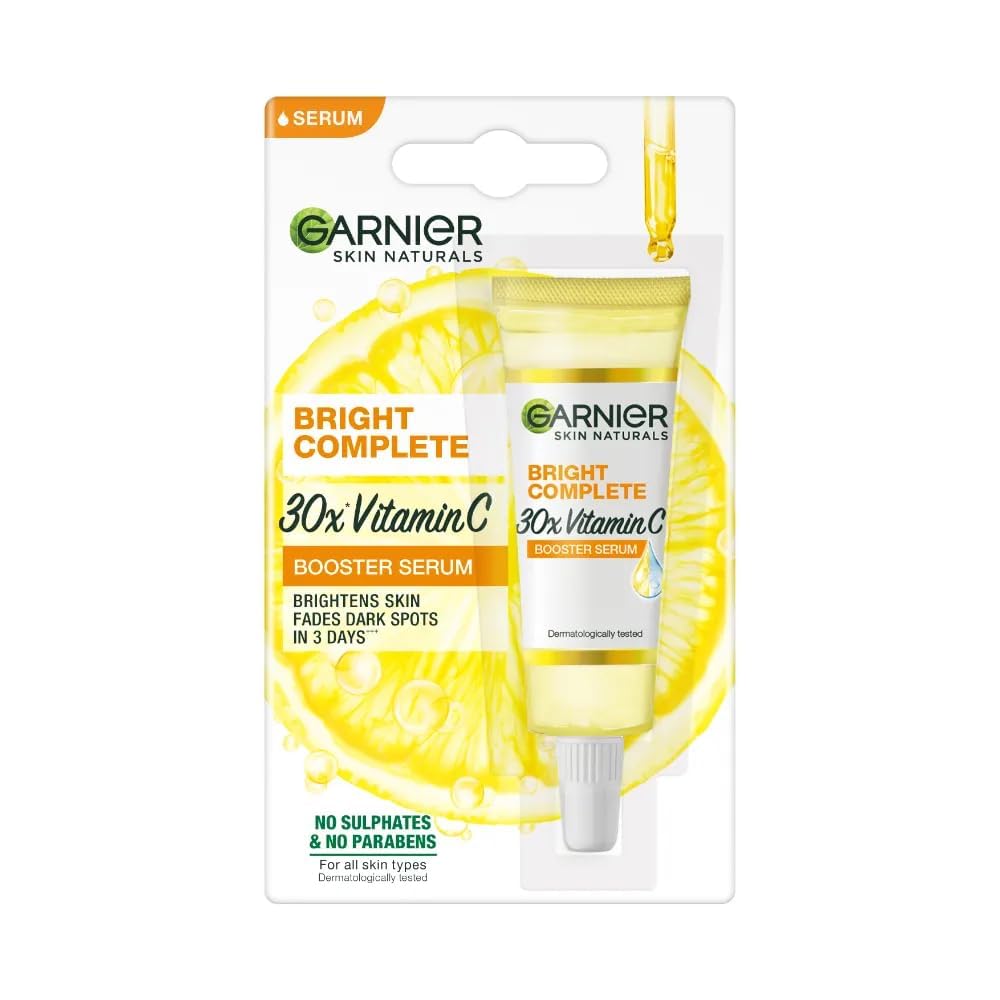 Garnier Bright Complete Vitamin C Skin Brightening Serum 7ml & Vitamin C Gel Face Wash 50g Set - Brighten & Even Skin Tone | Morning & Night Skincare Routine