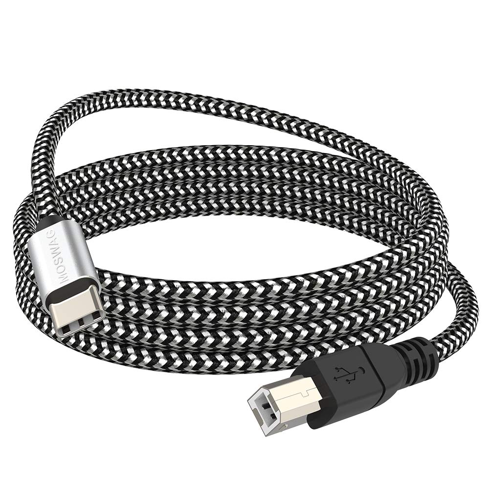 MOSWAG 9.84FT/3M USB C to USB B MIDI Cable - Type C to MIDI Printer Scanner Cord with Durable Metal Connector - Compatible with HP, Canon, Brother, MacBook Pro, Dell - Perfect for Music Production, Printing & Office Use