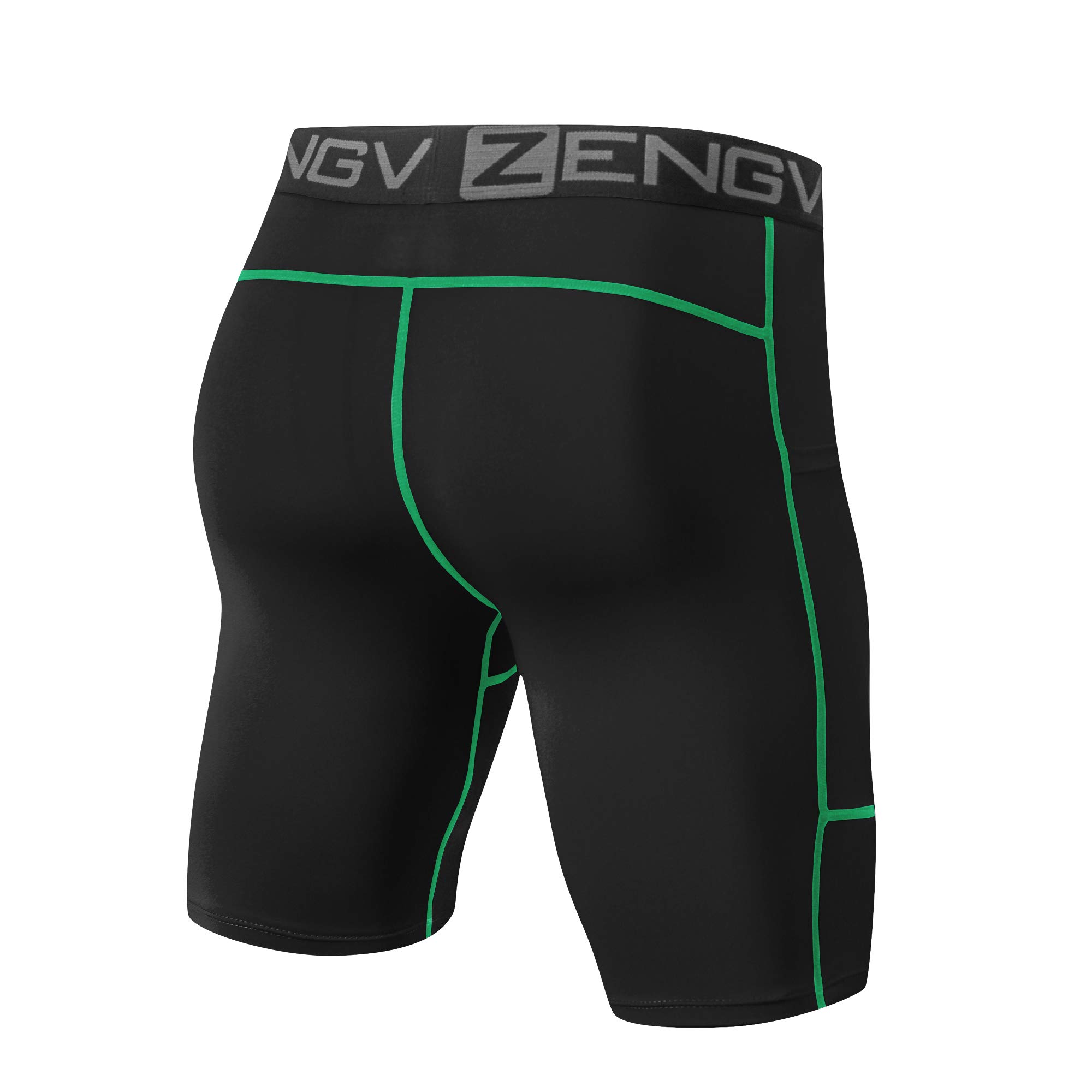 ZENGVEE Men's 3 Pack Compression Shorts with Pockets - Running, Gym, Yoga, Swimming, Cycling & Workout Shorts for Men | Perfect for Sports, Training & Active Lifestyle