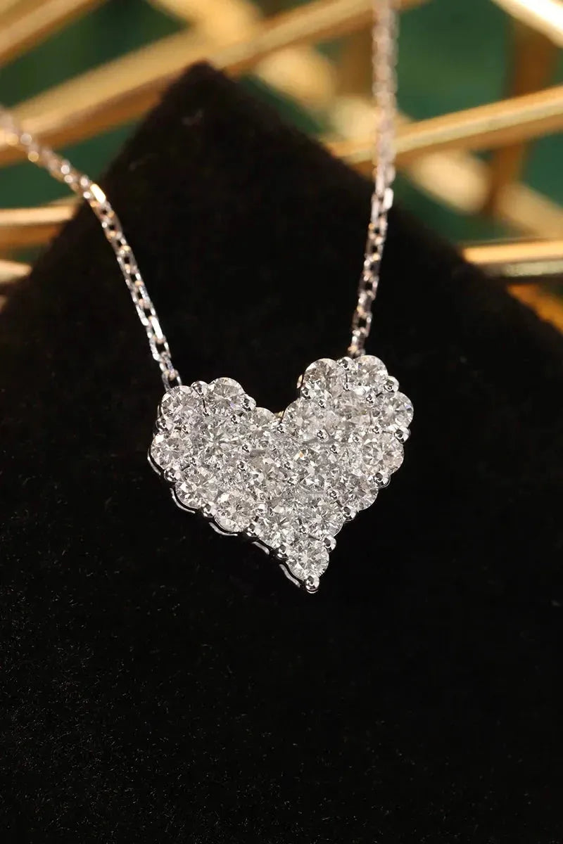 18K White Gold Heart Shaped Diamond Pendant Necklace - 1.0 Carat Natural Diamond Engagement Jewelry for Women | Perfect for Valentine's Day Gifts, Anniversary Presents & Special Occasions