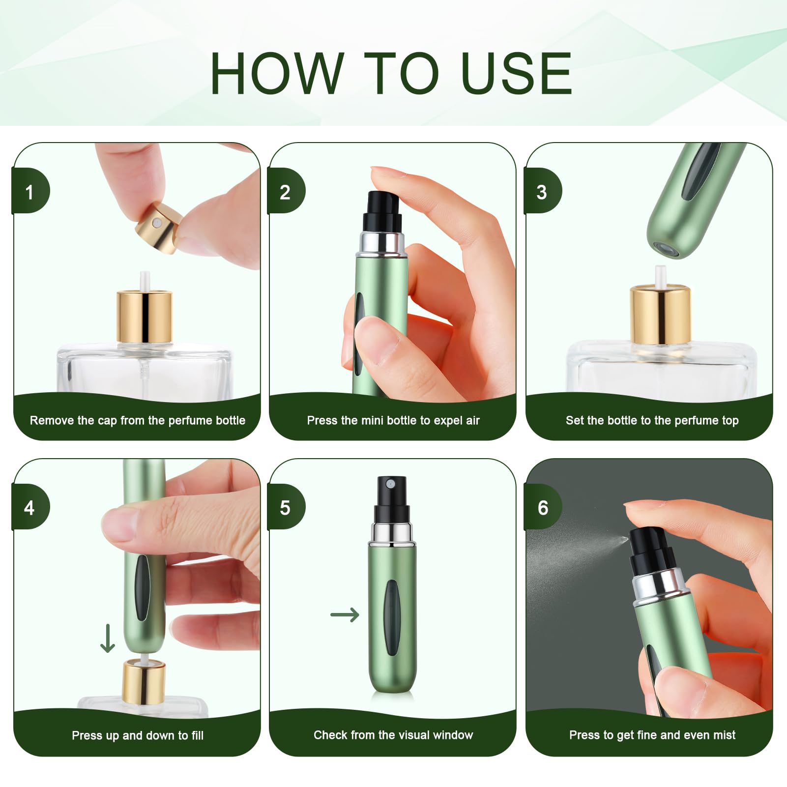 Premium Refillable Travel Perfume Bottle - Portable Atomizer Sprayer for Cologne & Fragrance - Leak-Proof Pocket Perfume Dispenser - TSA Approved Travel Size Perfume Refill Bottle - Perfect for Air Travel, Gym Bag & Everyday Carry